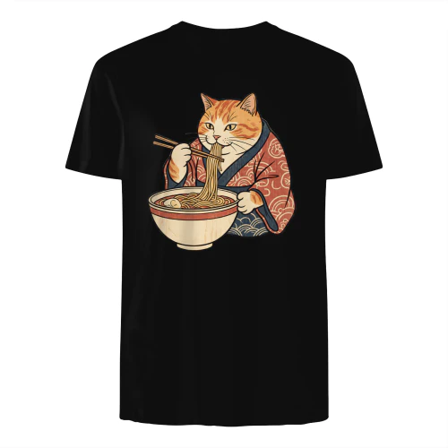 Japanische Katze im Ukiyo-e-Stil mit Ramen