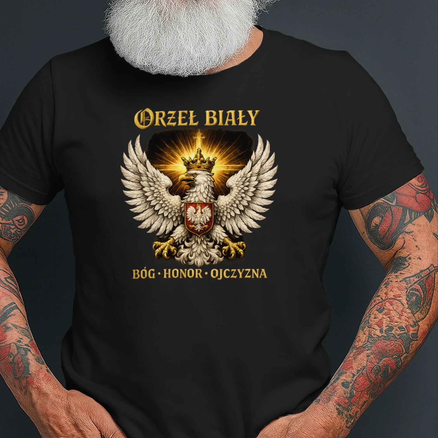 Orzeł Biały w Koronie – Koszulka Patriotyczna Premium | Bóg, Honor, Ojczyzna