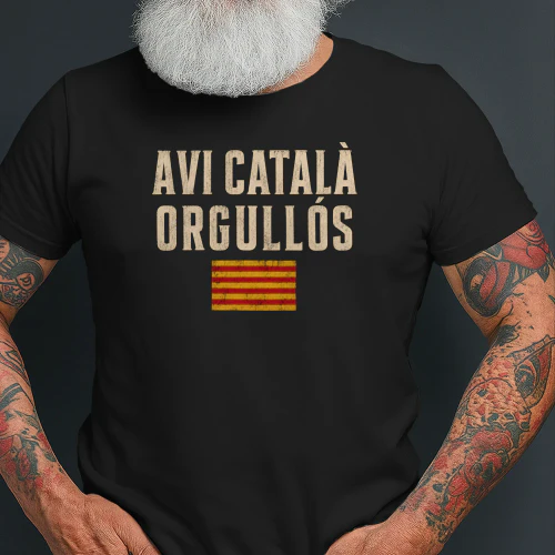 Samarreta “AVI CATALÀ ORGULLÓS” amb Senyera – cotó premium