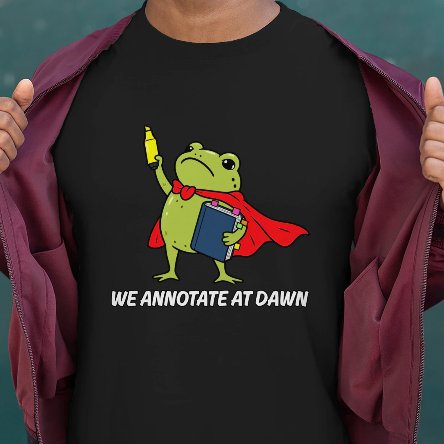 We Annotate At Dawn English Teacher Funny Frog Reader T-Shirt