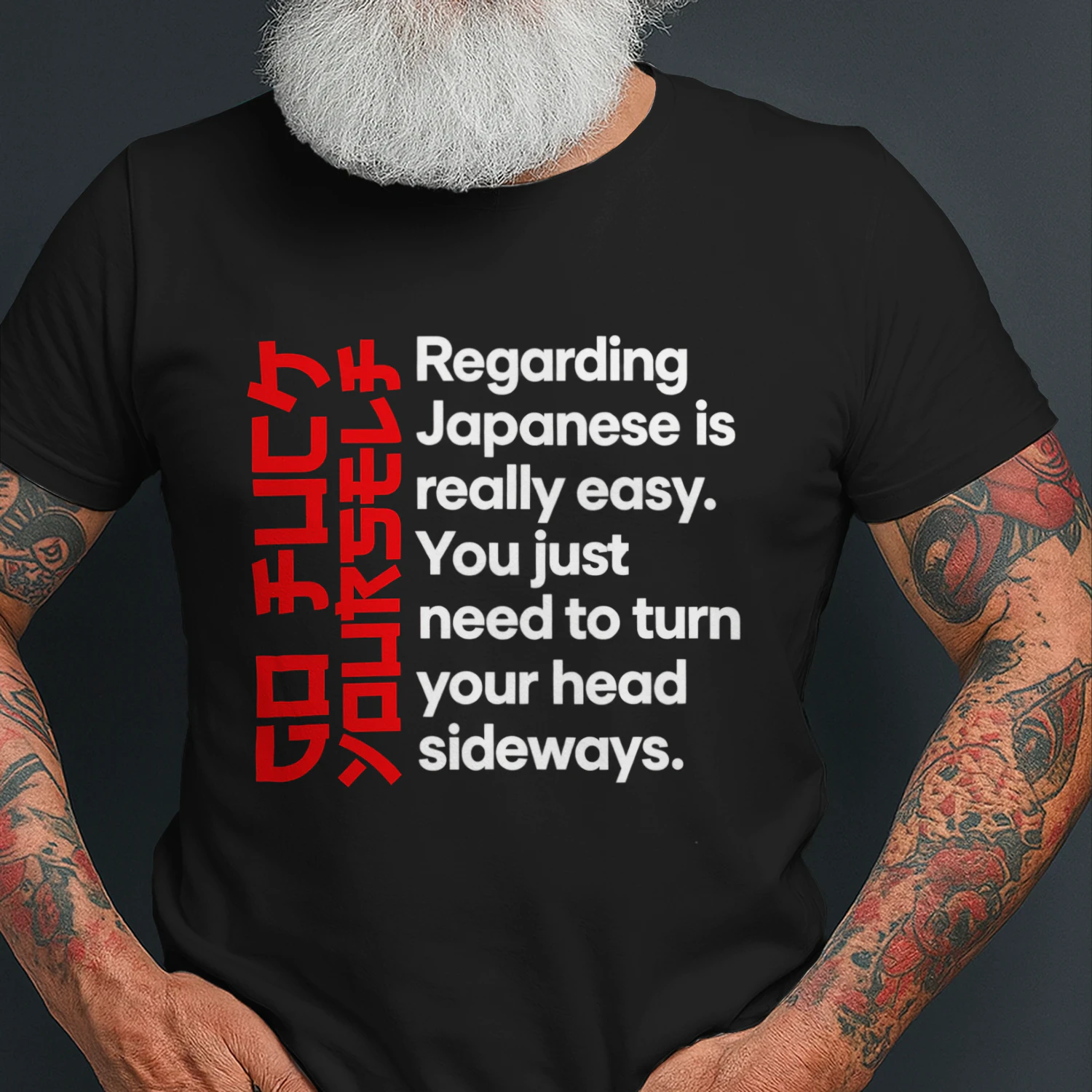 Japanese Is Easy – Just Turn Your Head Sideways – Funny Japanese Humor Design