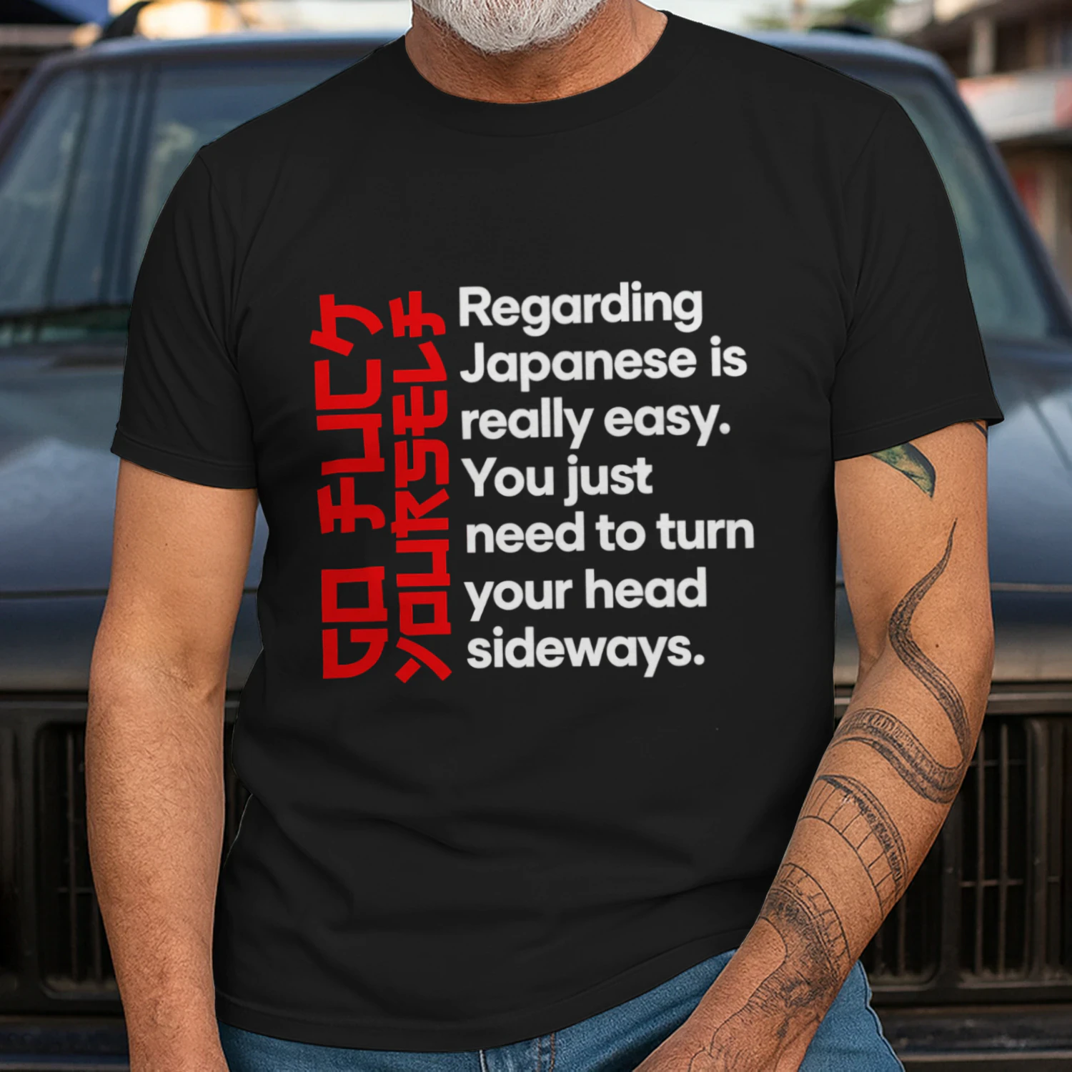 Japanese Is Easy – Just Turn Your Head Sideways – Funny Japanese Humor Design