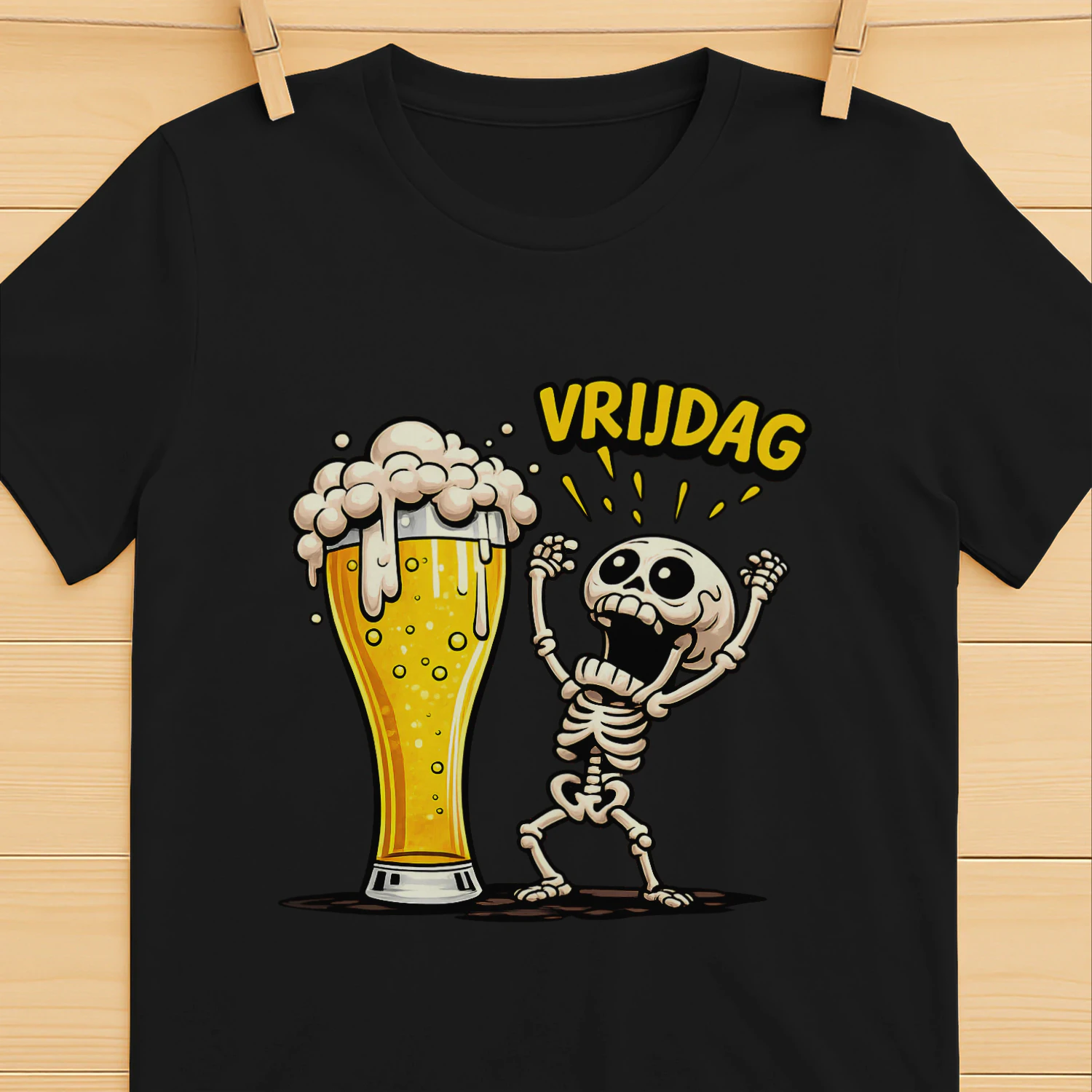 Vrijdag Bier Skelet Grappig T-Shirt