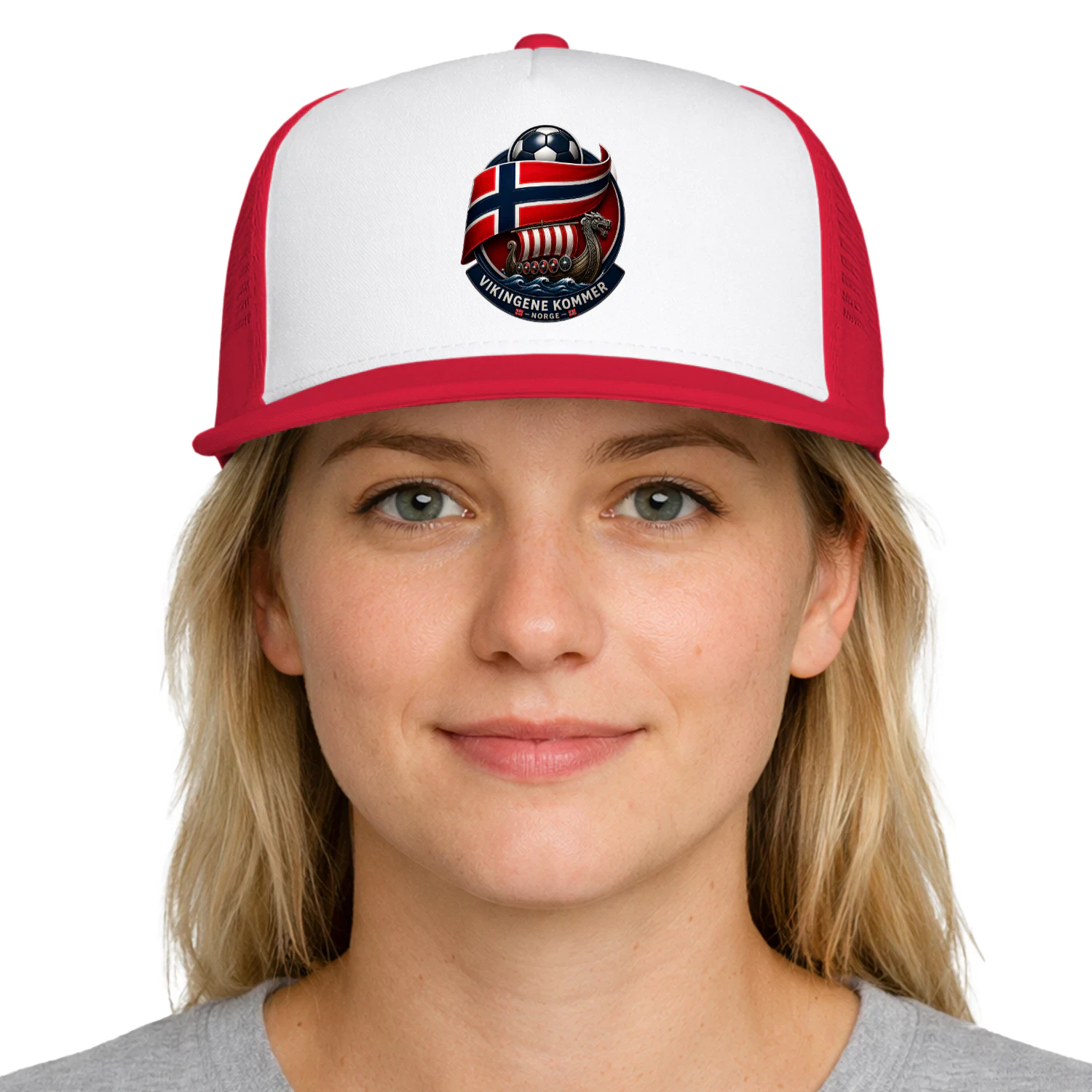 Norsk supportercap inspirert av vikinger, norsk flagg og fotball. Perfekt for stolte norske supportere og fotballfans v2