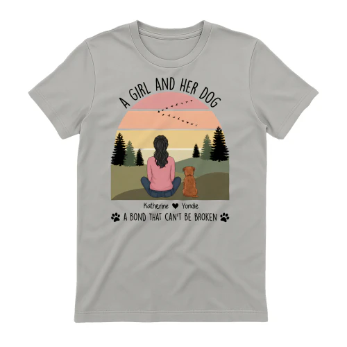 Girl and Her Dog Sunset T-Shirt