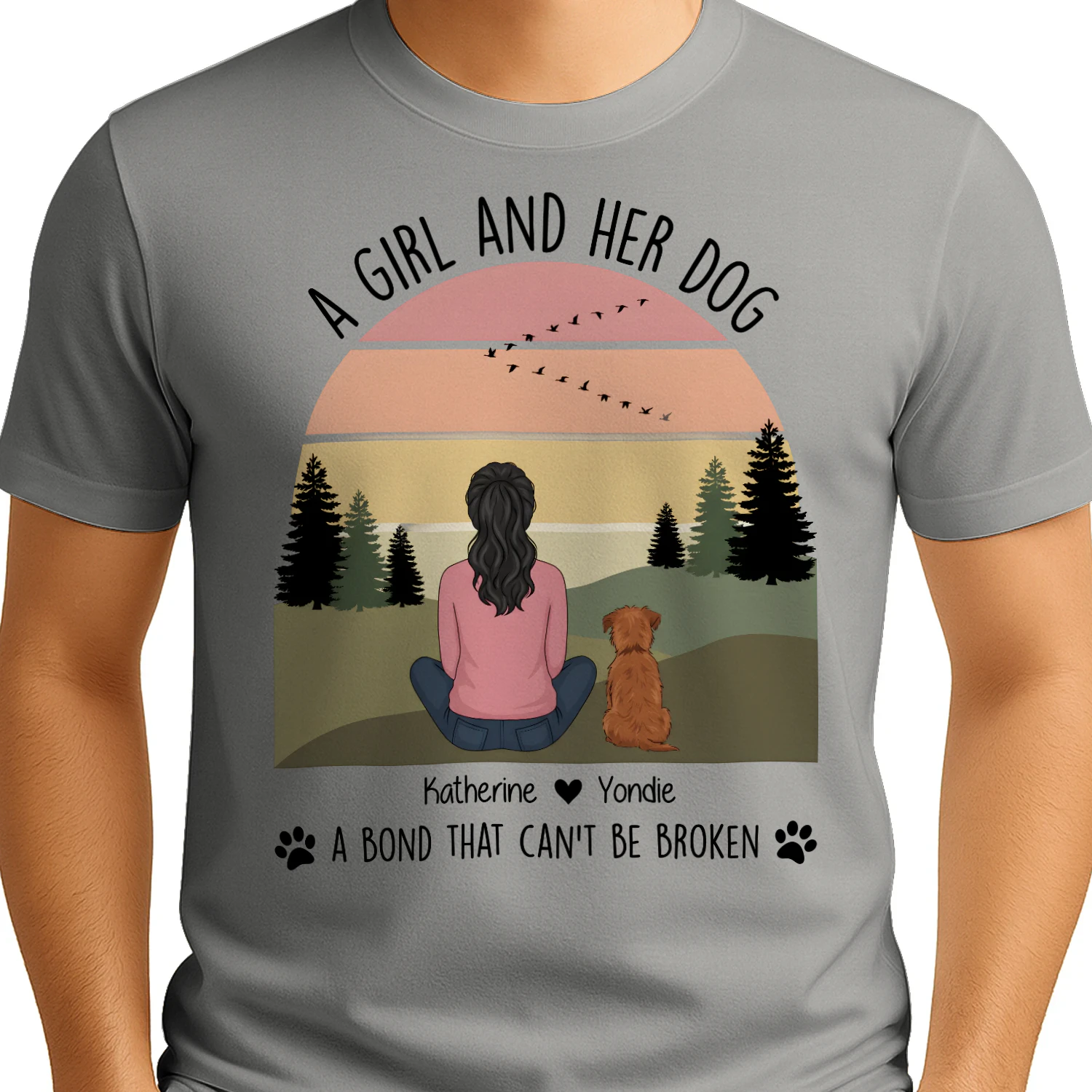 Girl and Her Dog Sunset T-Shirt