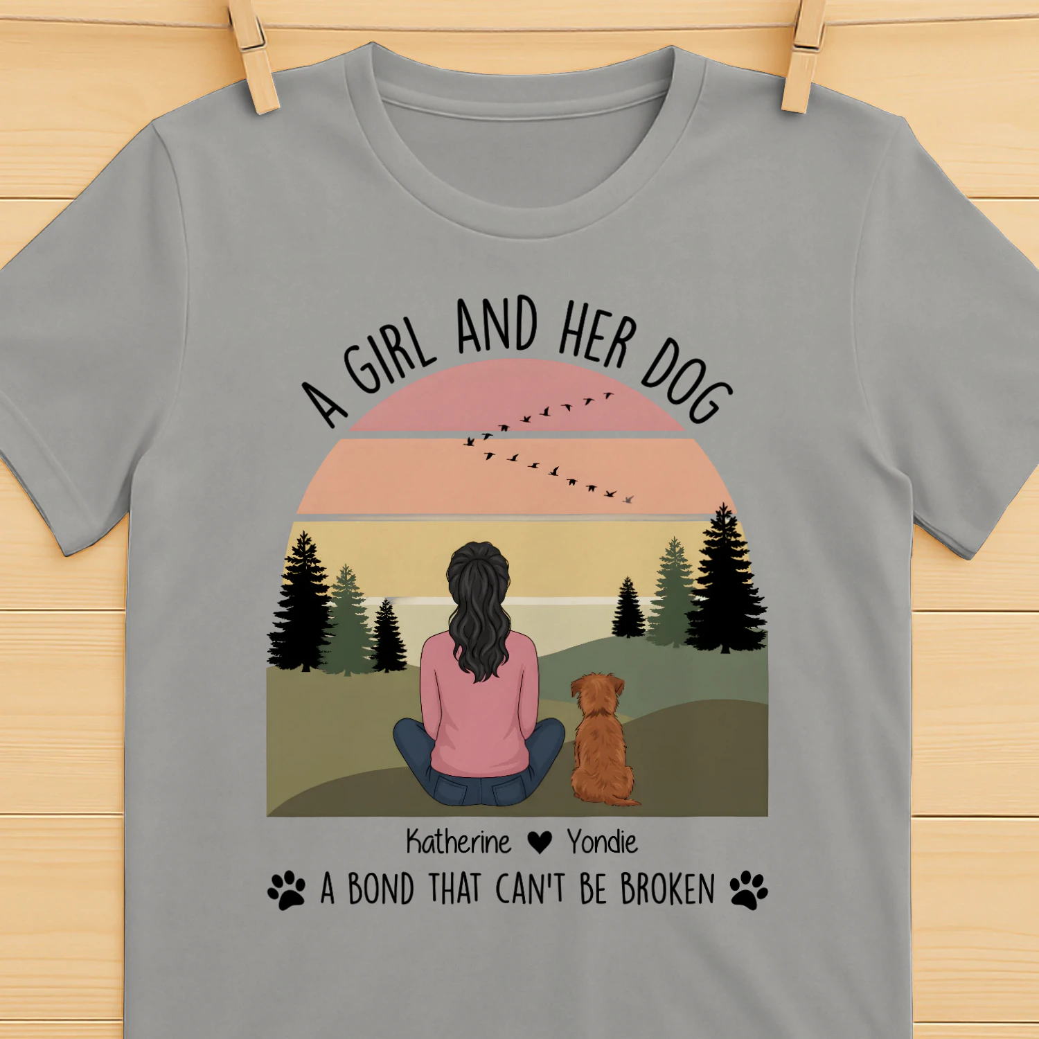 Girl and Her Dog Sunset T-Shirt