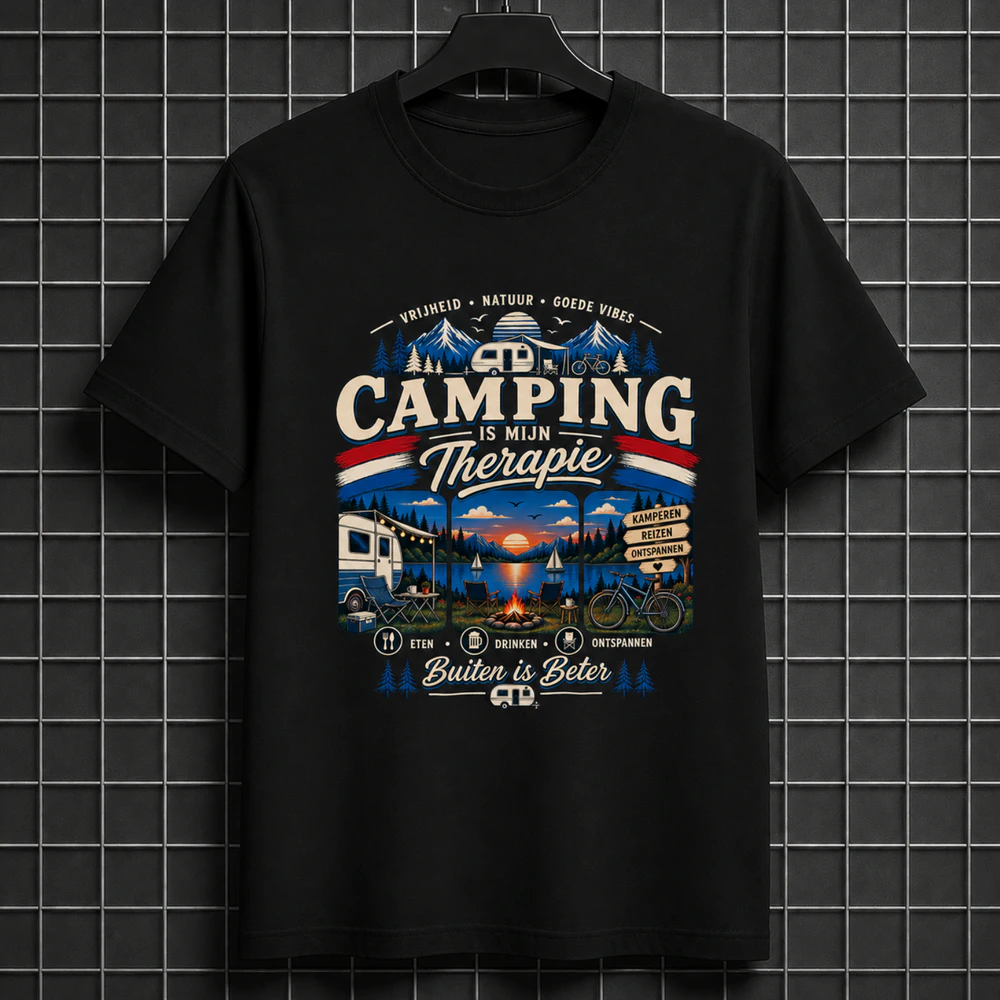 Camping Is Mijn Therapie – Vrijheid Natuur Goede Vibes T-Shirt