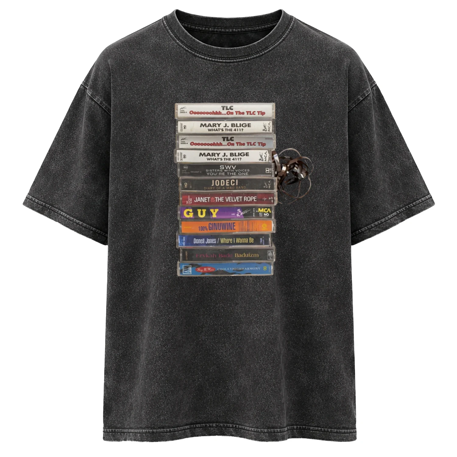 Oversized T-shirt-Vintage 90s R&B cassette print T-shirt, 