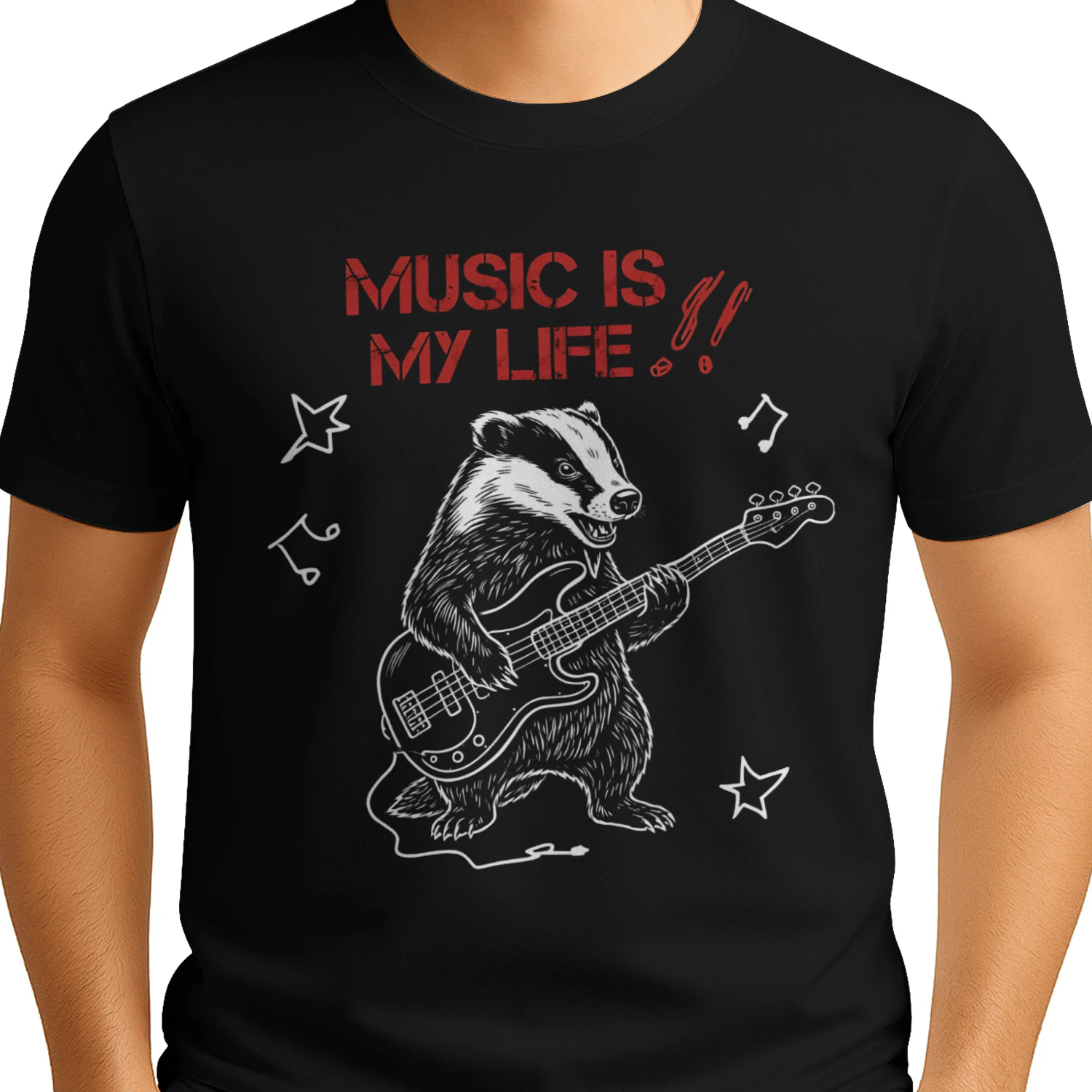Music is my life. for German -Musik ist mein Leben -Badger- Black