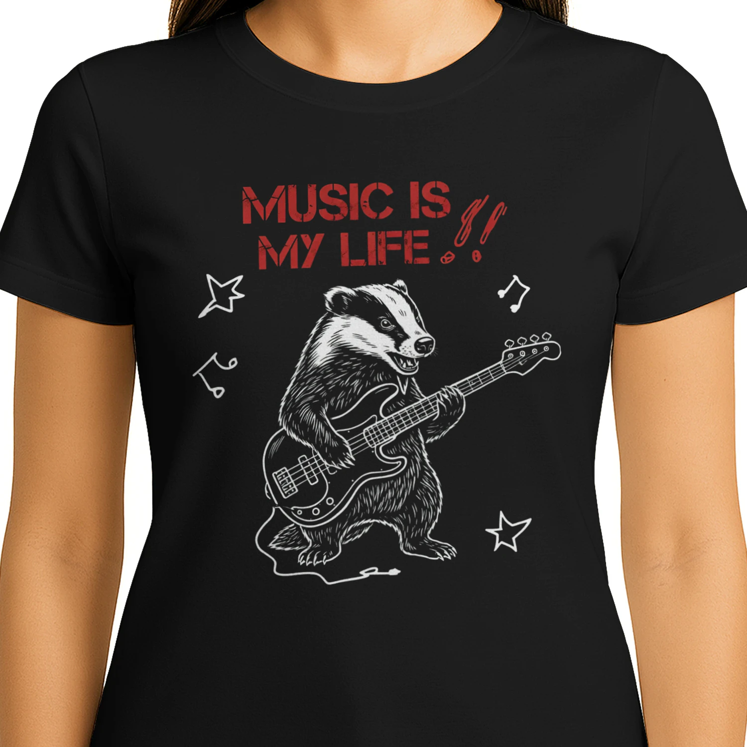 Music is my life. for German -Musik ist mein Leben -Badger- Black