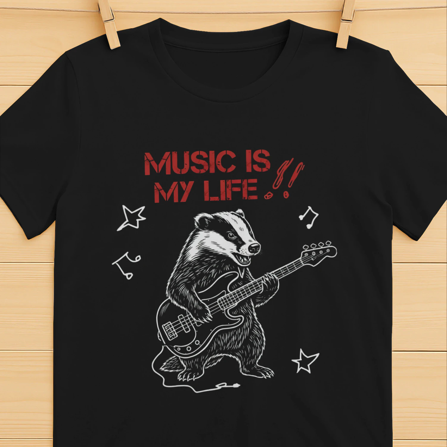 Music is my life. for German -Musik ist mein Leben -Badger- Black