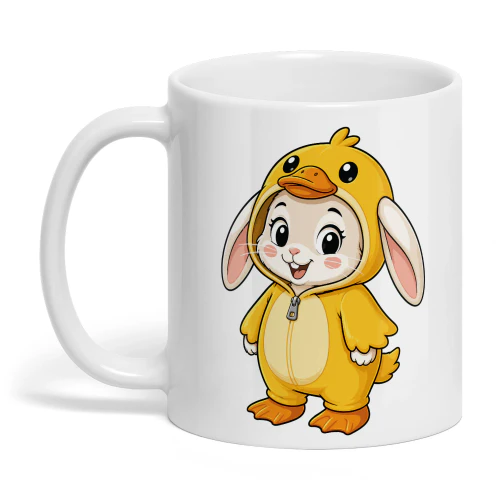 Kawaii Rabbit in a Duck Costume – Mug 