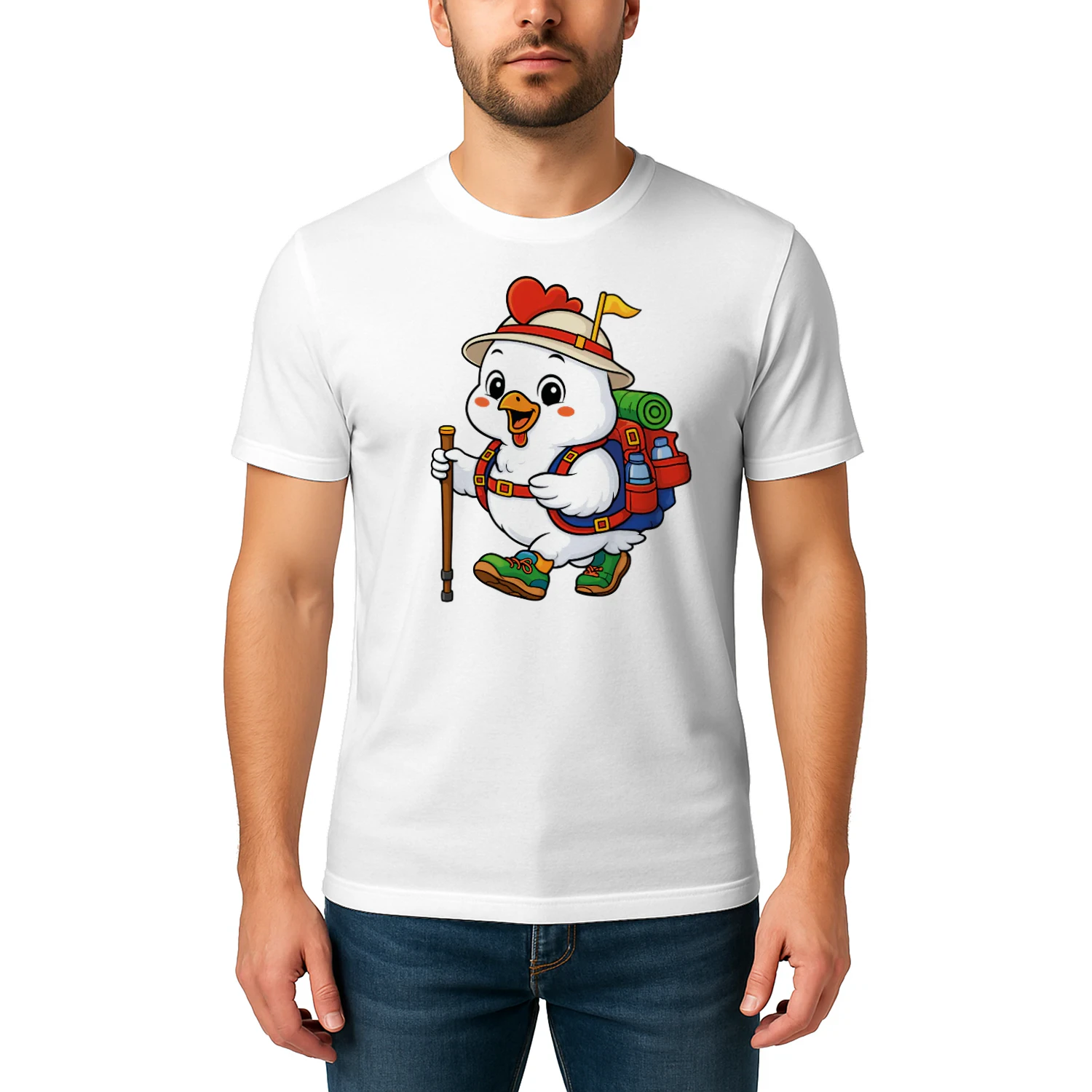 Chicken Backpacking Mountain Chicken Hiking T-Shirt for Men