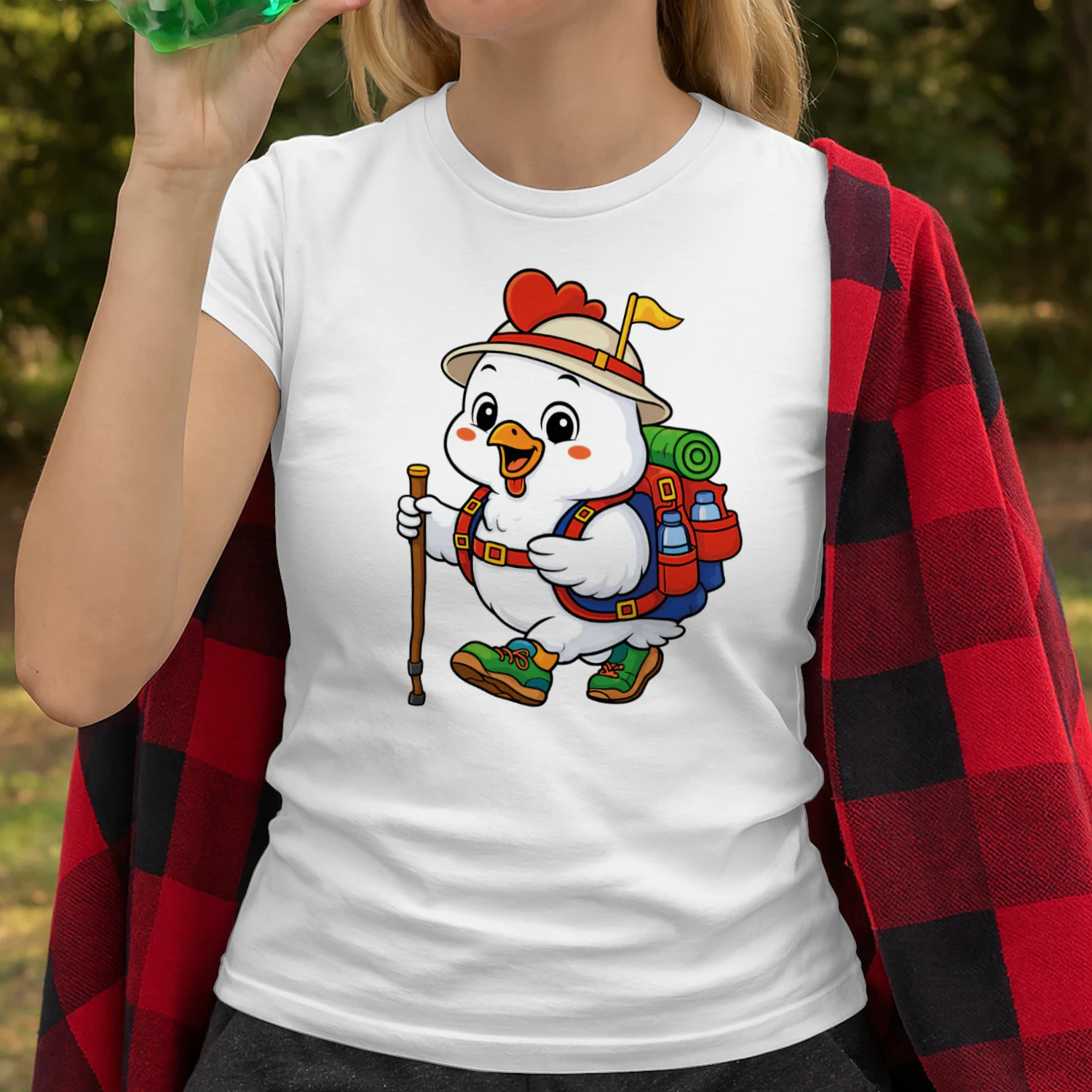 Chicken Backpacking Mountain Chicken Hiking T-Shirt for Women