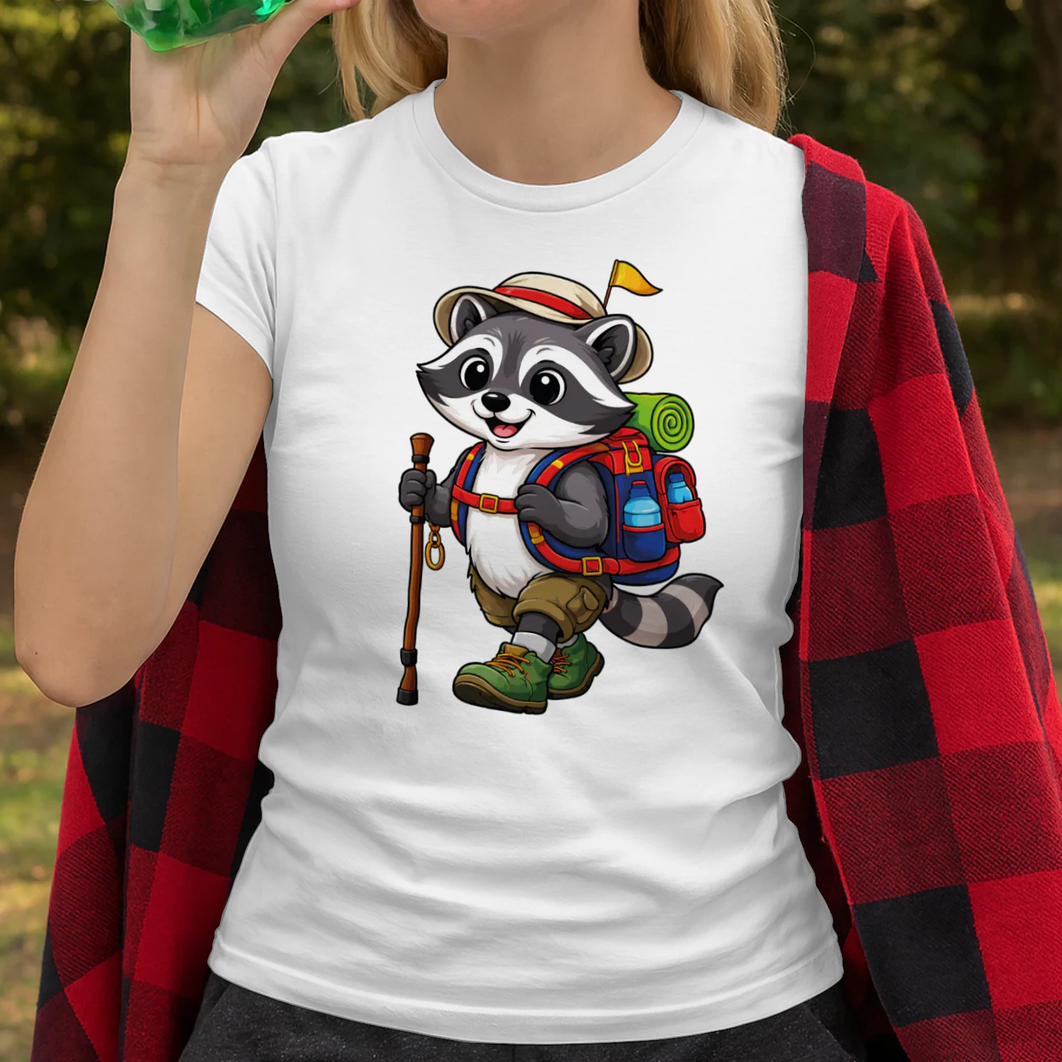 Racoon Backpacking Mountain Racoon Hiking T-Shirt for Women