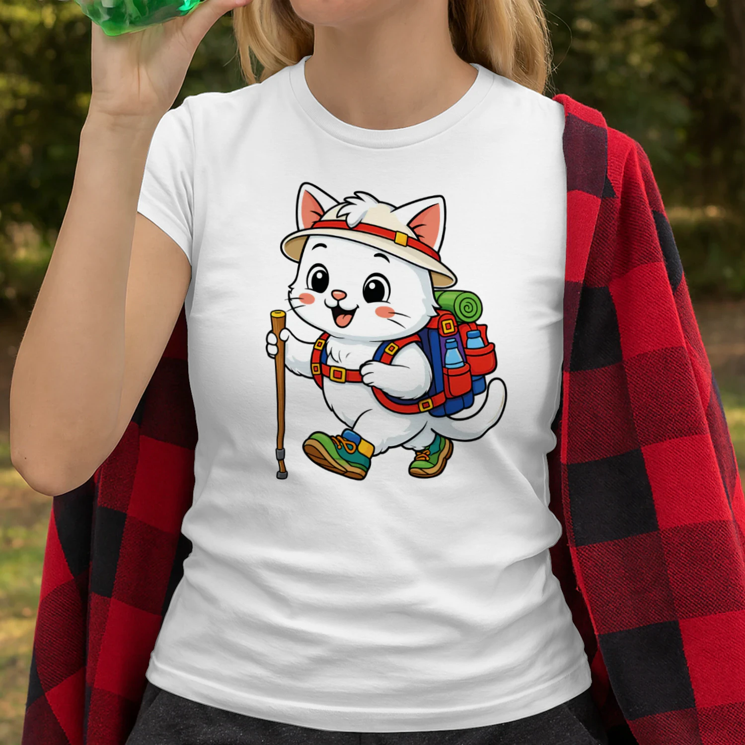 Cat Backpacking Mountain Cat Hiking T-Shirt for Women
