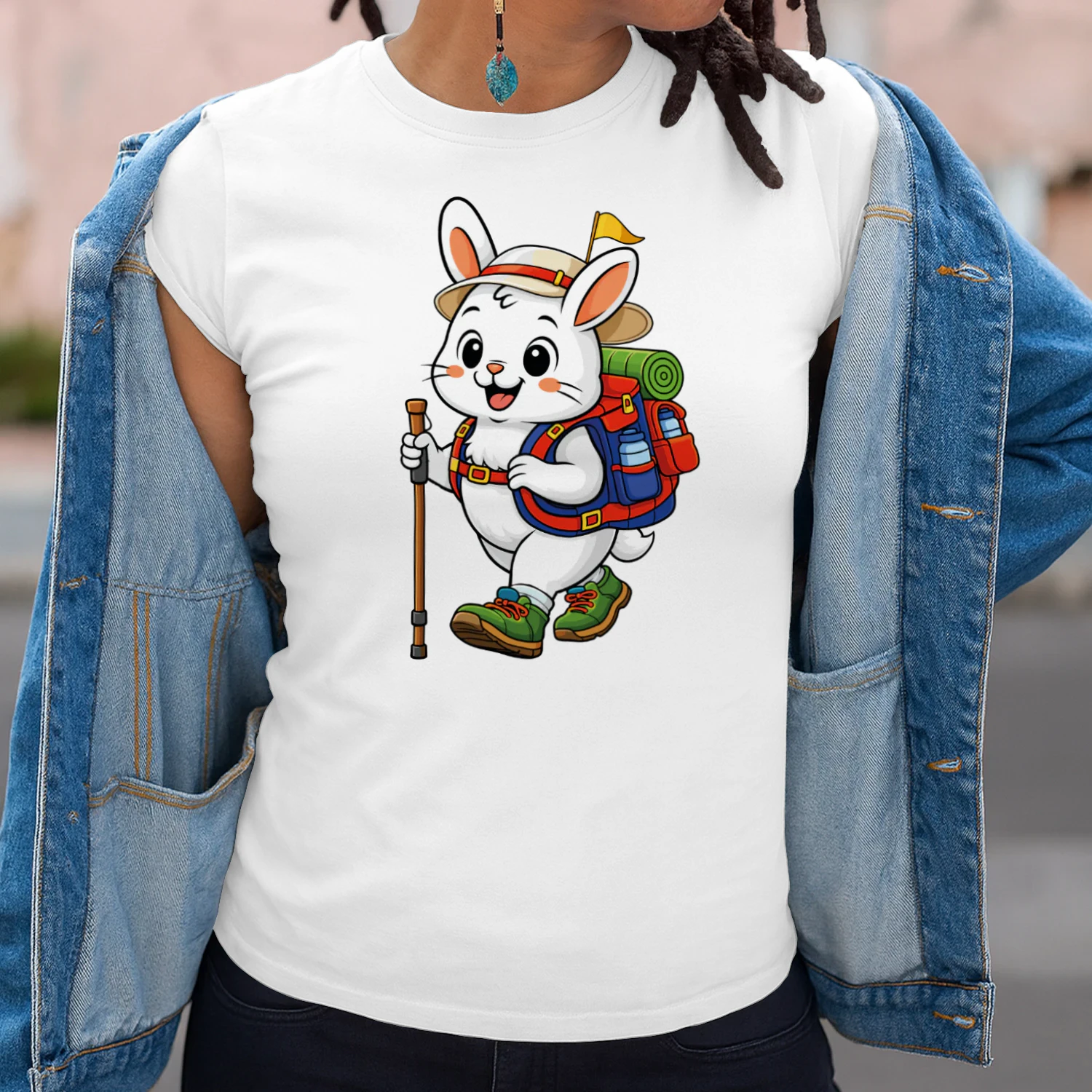 Rabbit Backpacking Mountain Rabbit Hiking T-Shirt for Women