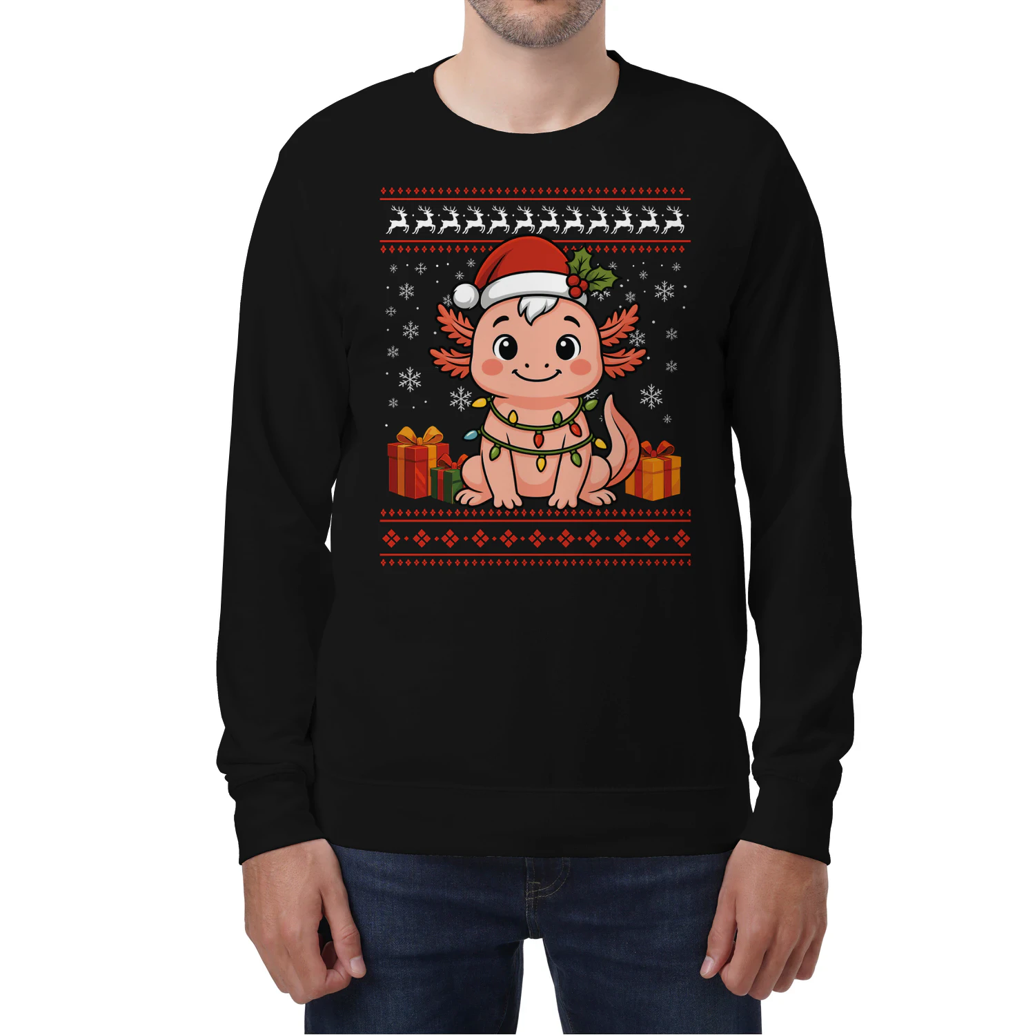 Axolotl Christmas Ugly Sweater Axolotl Graphic Sweatshirt for Unisex