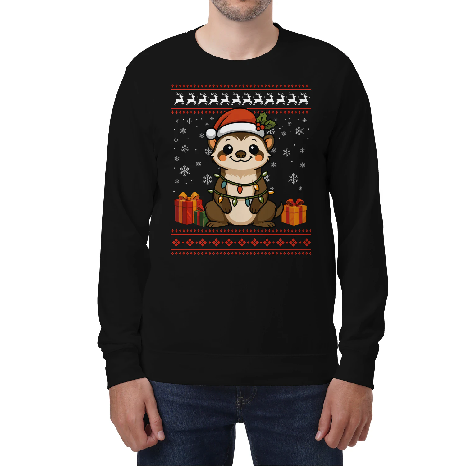 Ferret Christmas Ugly Sweater Ferret Graphic Sweatshirt for Unisex