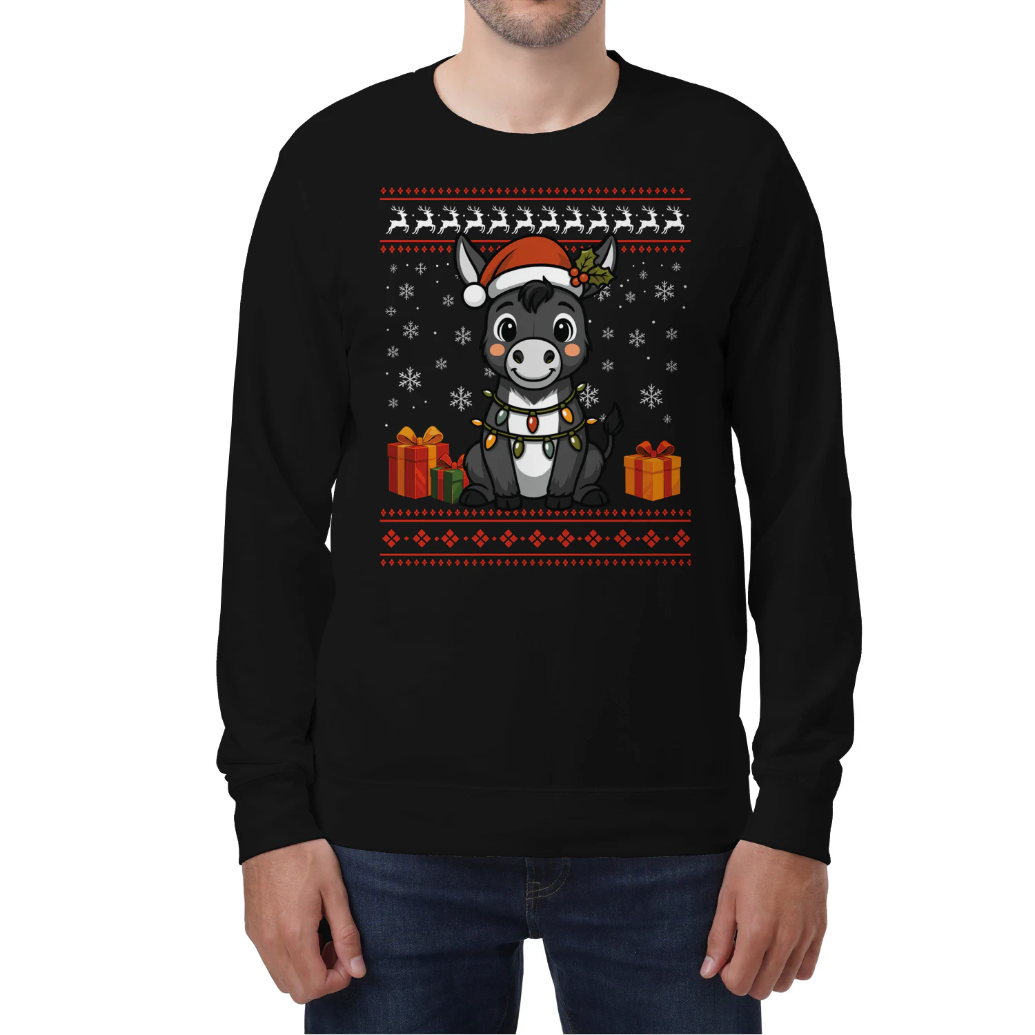 Donkey Christmas Ugly Sweater Donkey Graphic Sweatshirt for Unisex