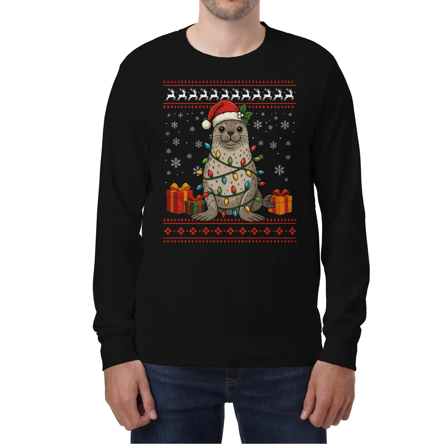 Seal Christmas Ugly Sweater Seal Graphic  Sweatshirt for Unisex