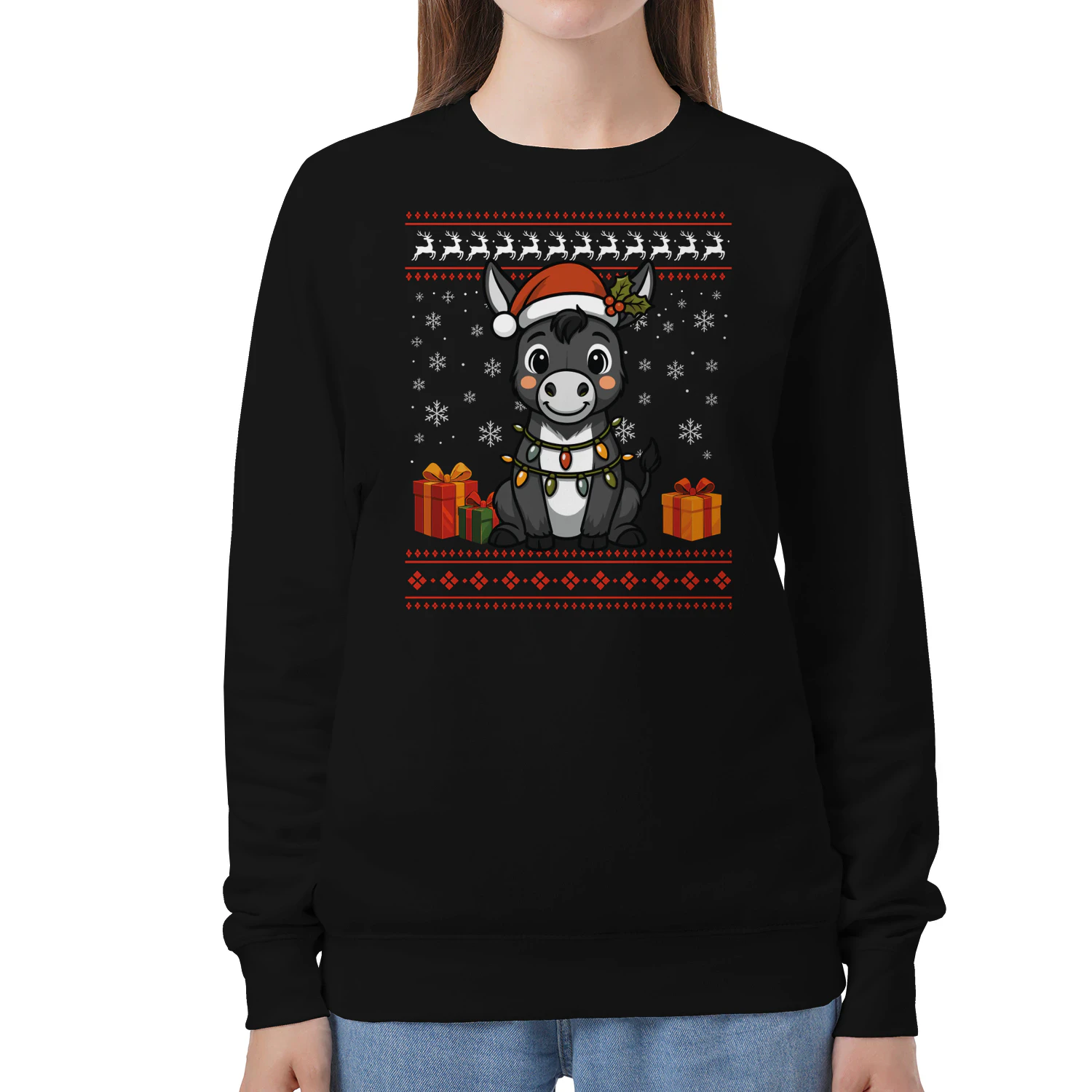 Donkey Christmas Ugly Sweater Donkey Graphic Sweatshirt for Unisex