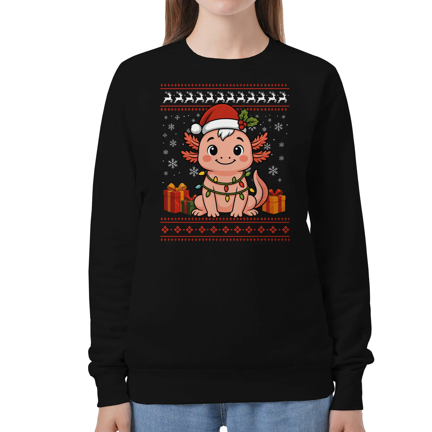 Axolotl Christmas Ugly Sweater Axolotl Graphic Sweatshirt for Unisex