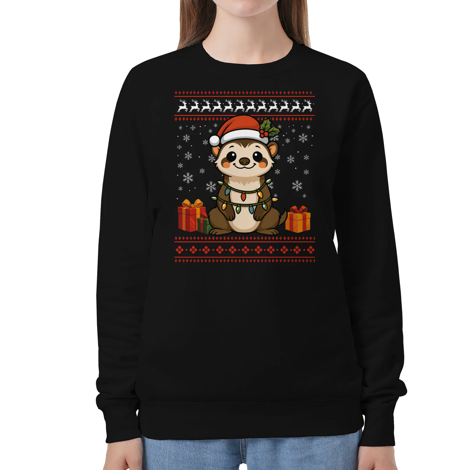 Ferret Christmas Ugly Sweater Ferret Graphic Sweatshirt for Unisex