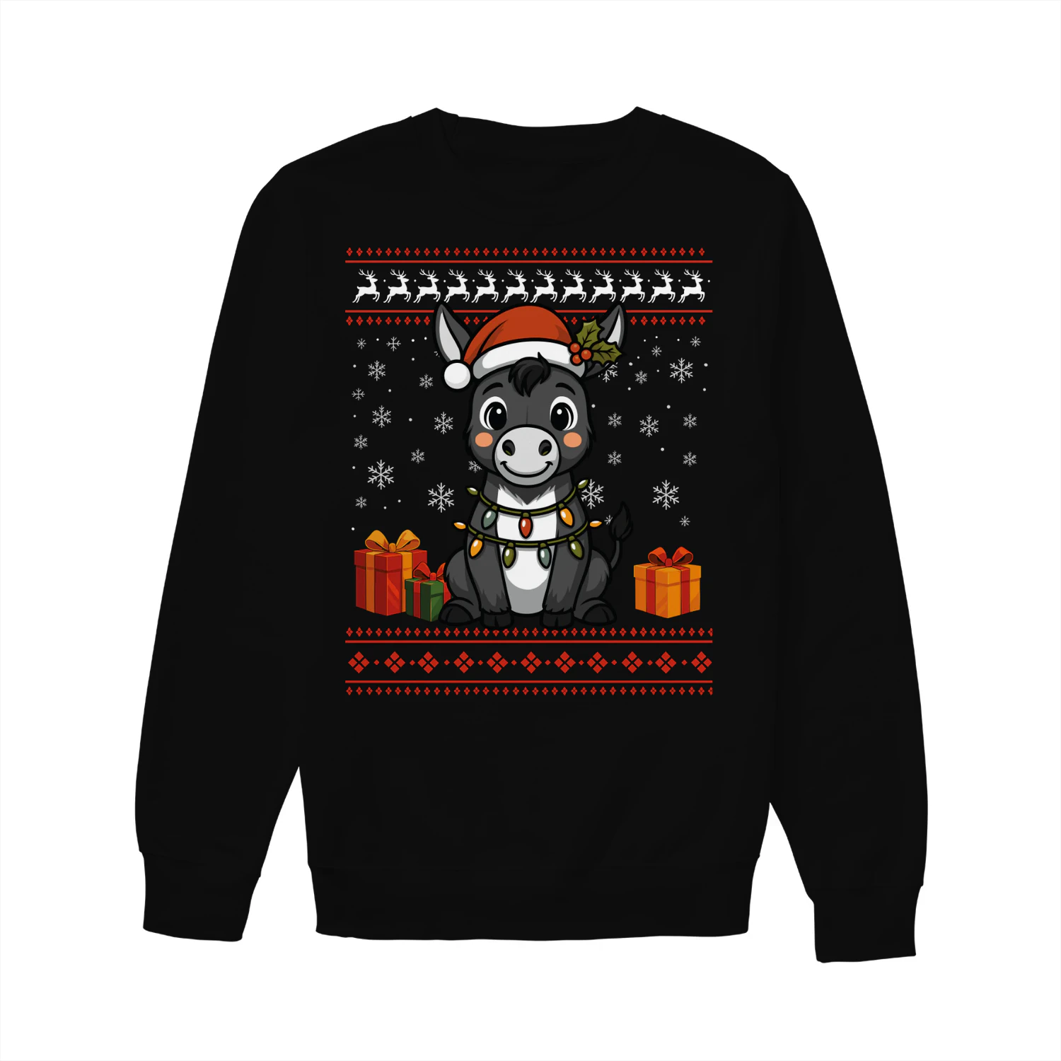 Donkey Christmas Ugly Sweater Donkey Graphic Sweatshirt for Unisex