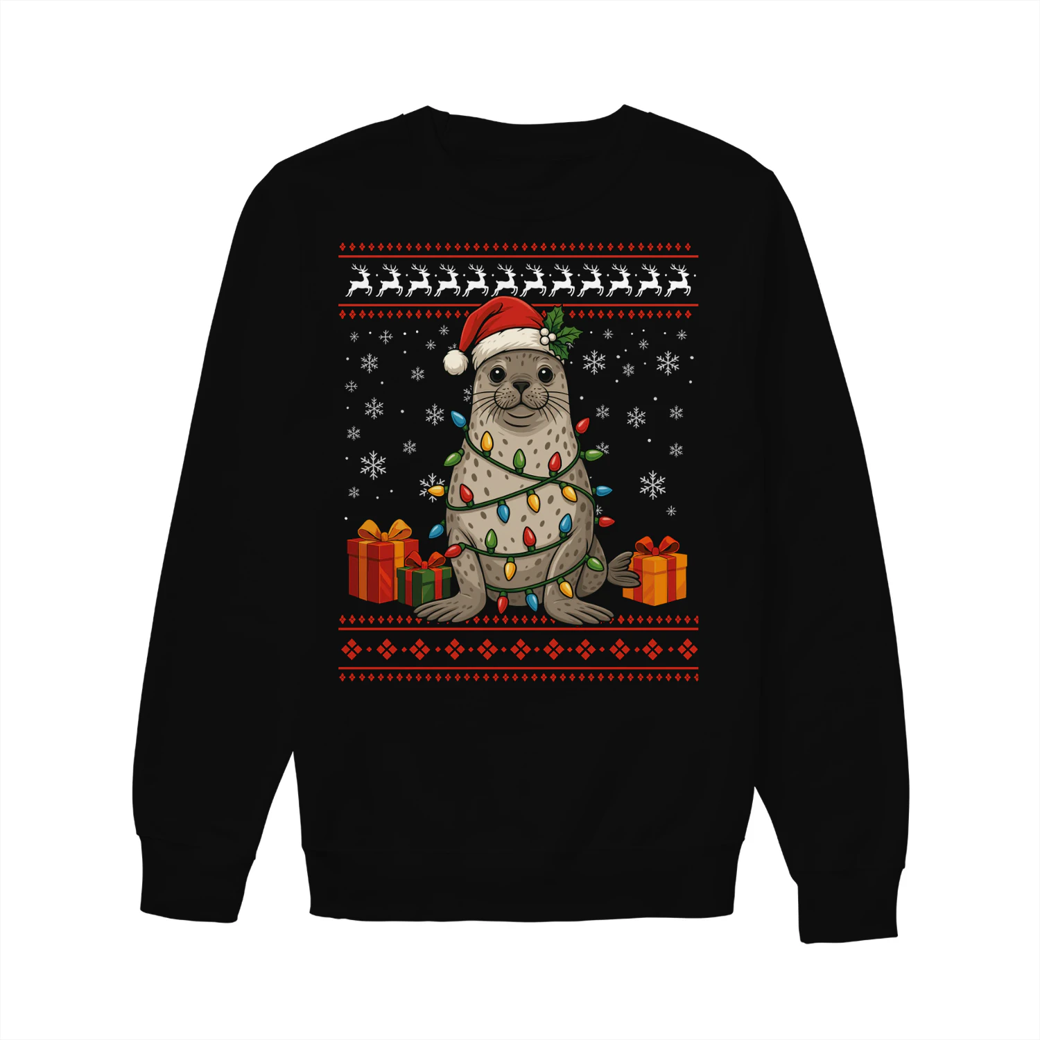 Seal Christmas Ugly Sweater Seal Graphic  Sweatshirt for Unisex