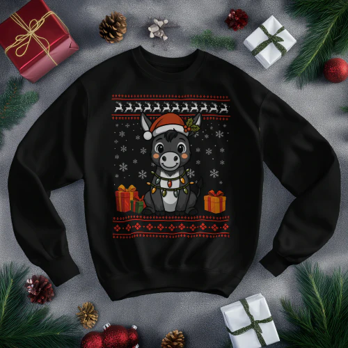 Donkey Christmas Ugly Sweater Donkey Graphic