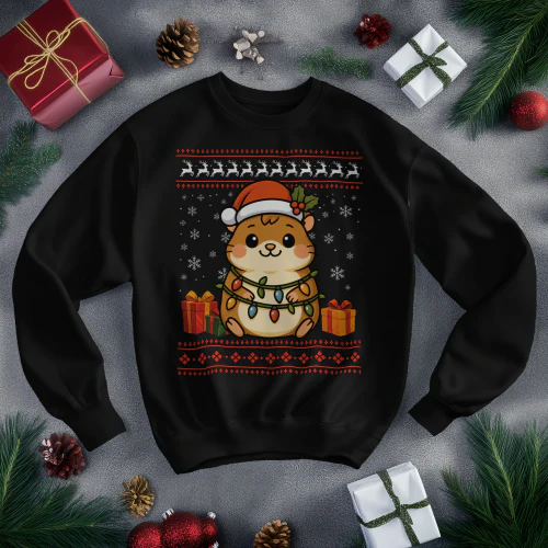 Hamster Christmas Ugly Sweater Hamster Graphic  