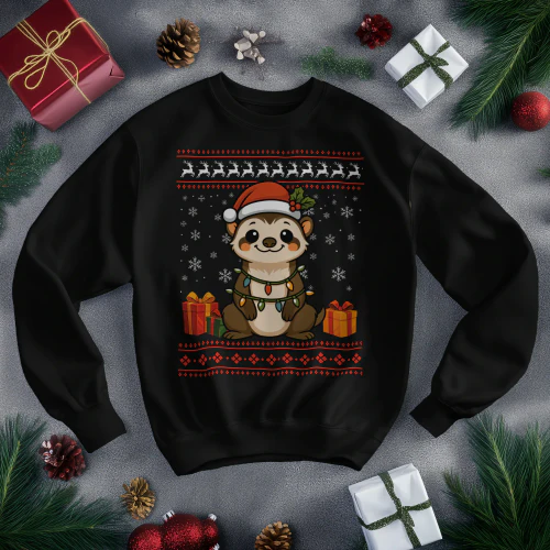 Ferret Christmas Ugly Sweater Ferret Graphic
