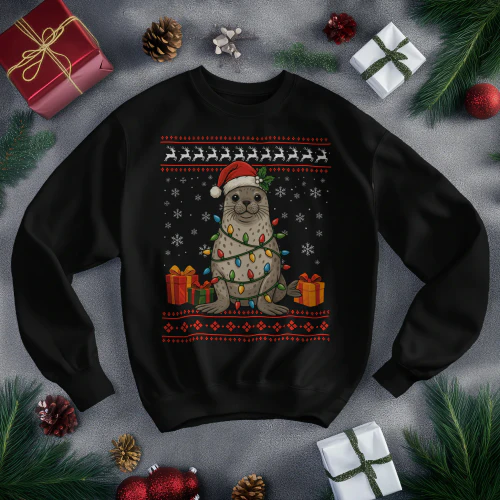 Seal Christmas Ugly Sweater Seal Graphic 