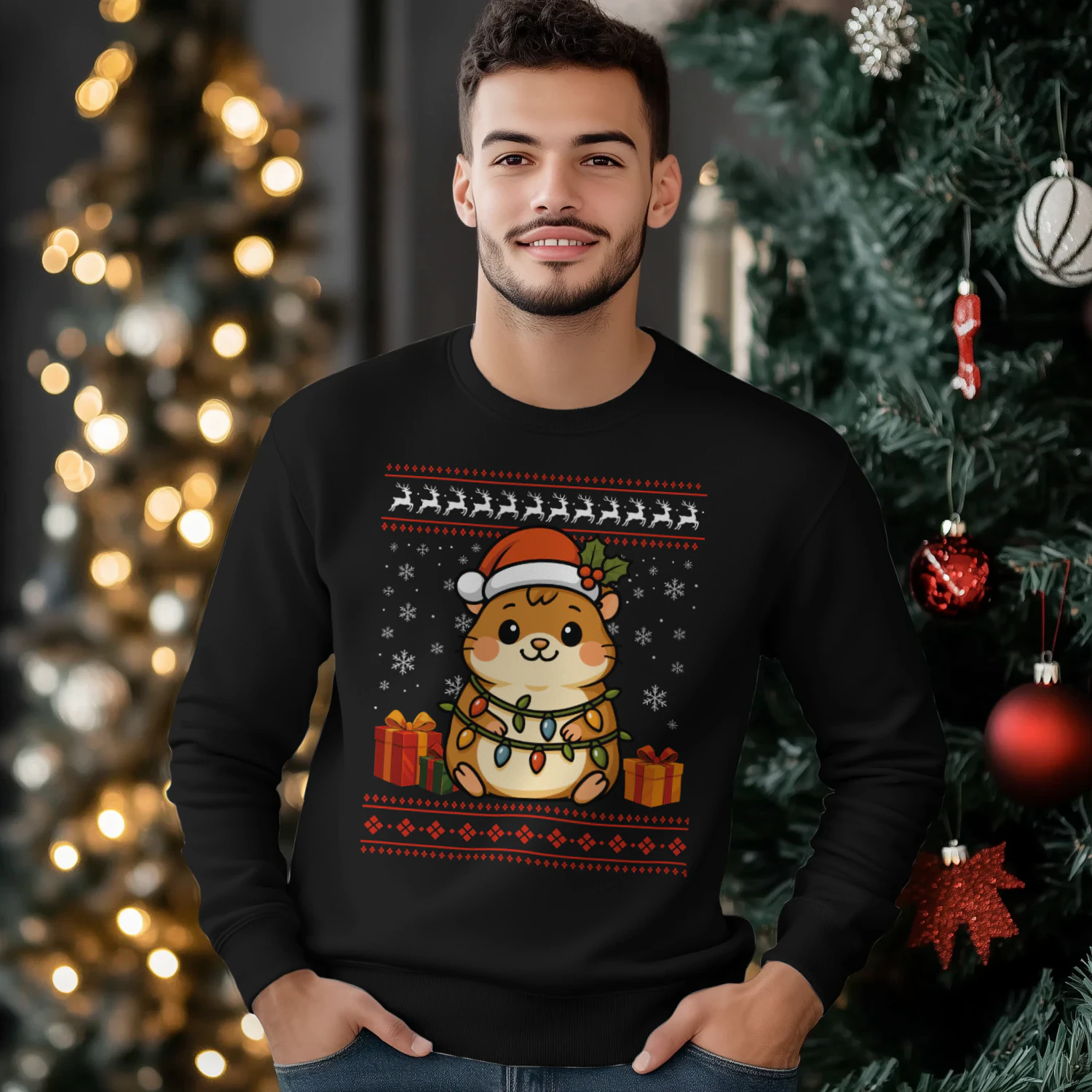 Hamster Christmas Ugly Sweater Hamster Graphic Sweatshirt for Unisex