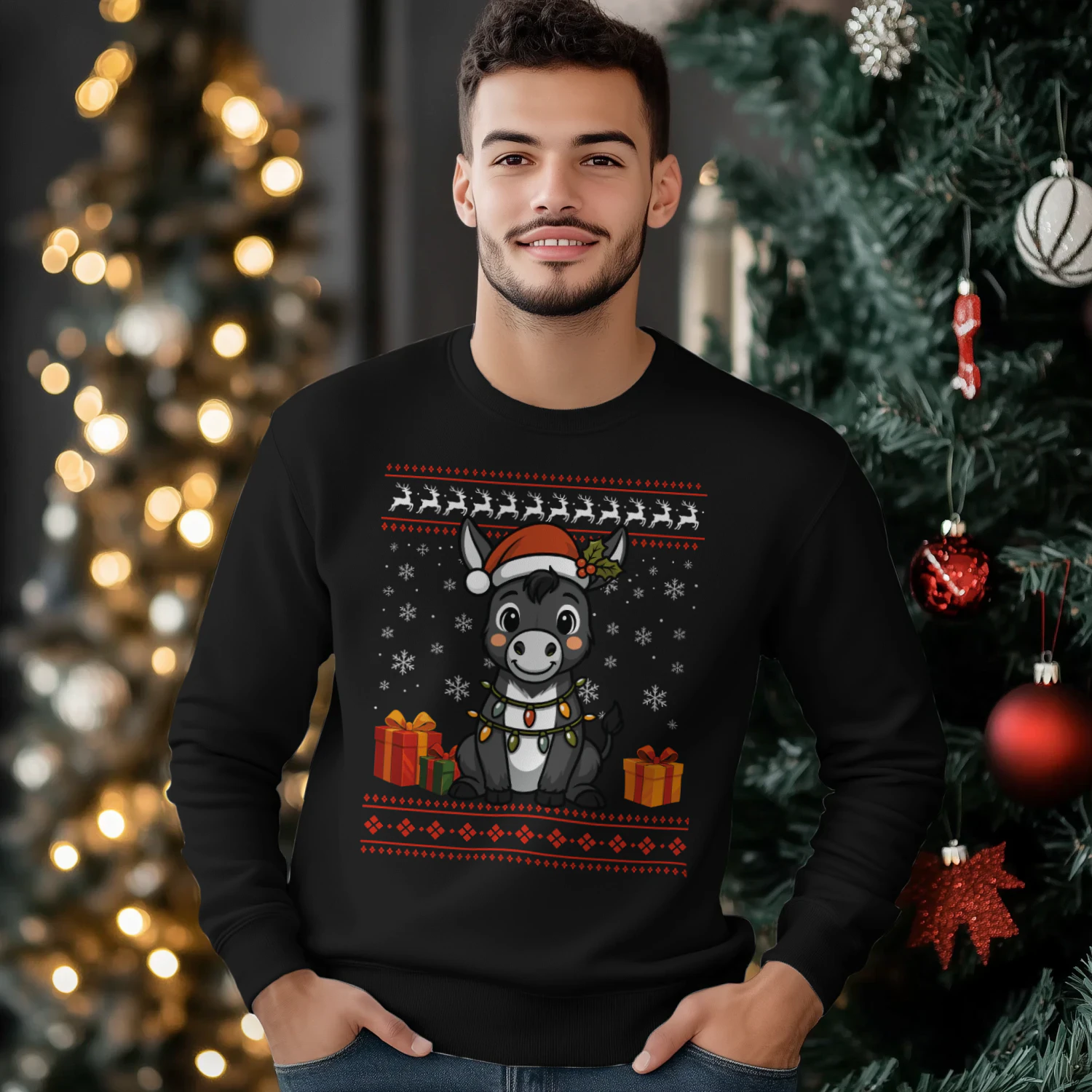 Donkey Christmas Ugly Sweater Donkey Graphic Sweatshirt for Unisex