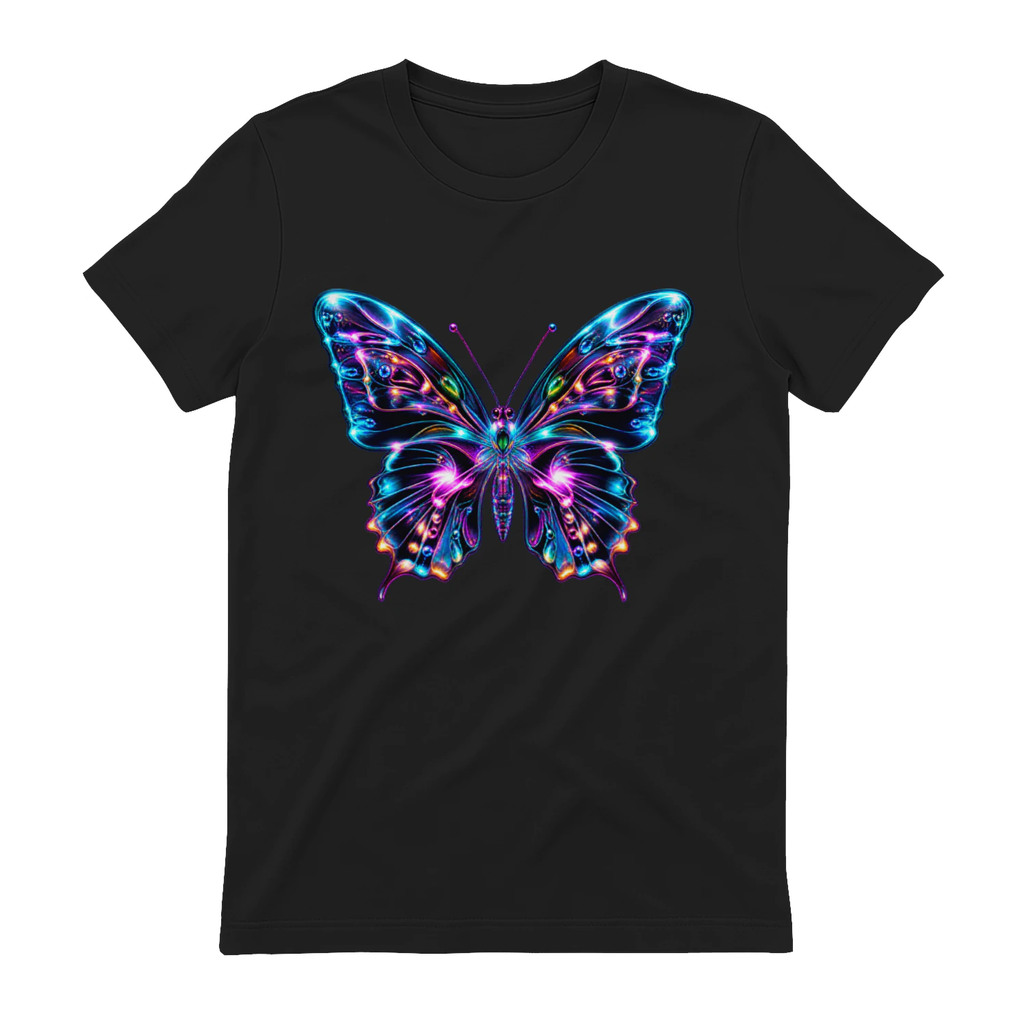 Neon Butterfly PNG, Holographic Butterfly Design, Colorful Psychedelic Insect Art for T-Shirts & Sublimation