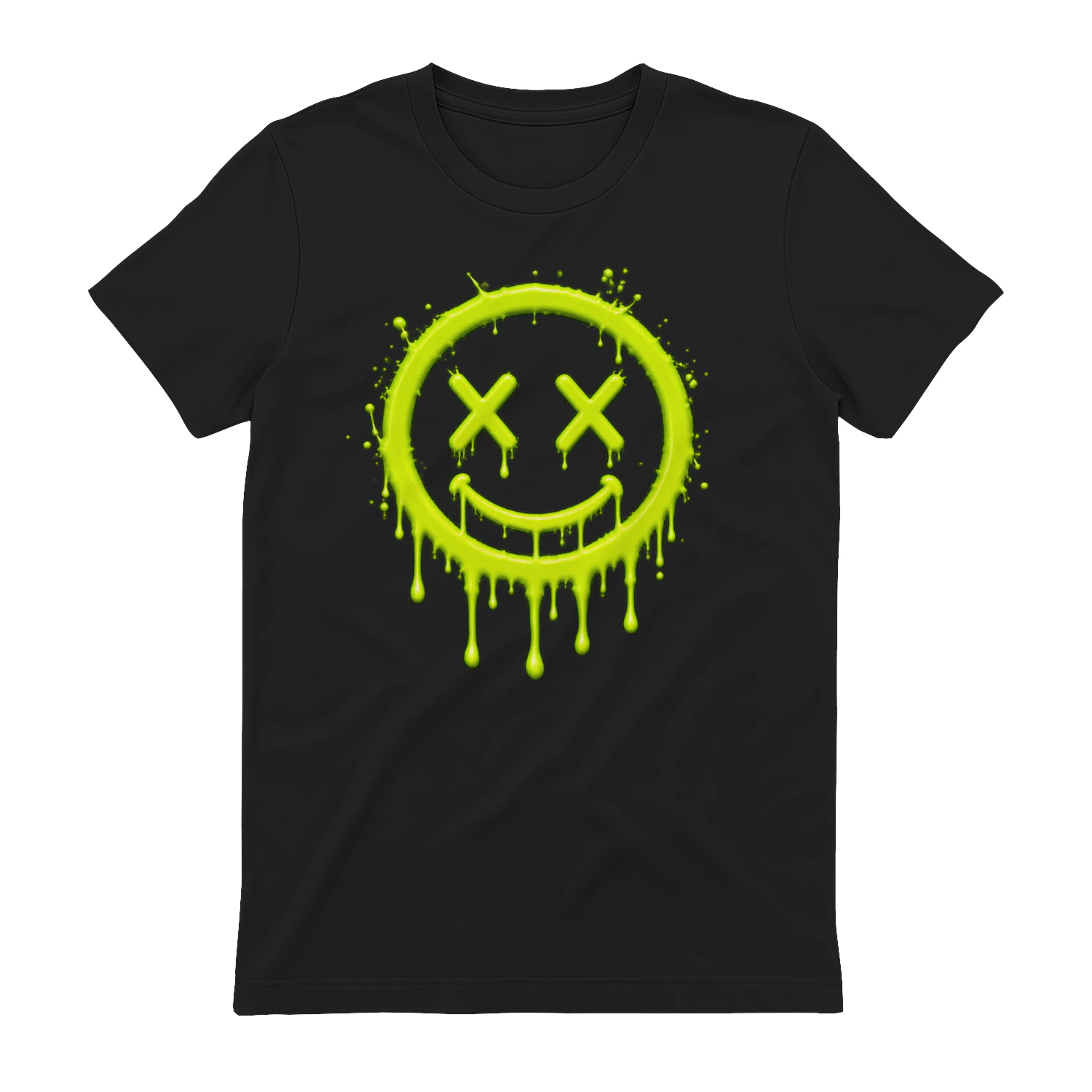 Neon Slime Smiley Face PNG, Dripping Lime Green Graffiti Art, Grunge Punk Streetwear Design for T-Shirts & Sublimation