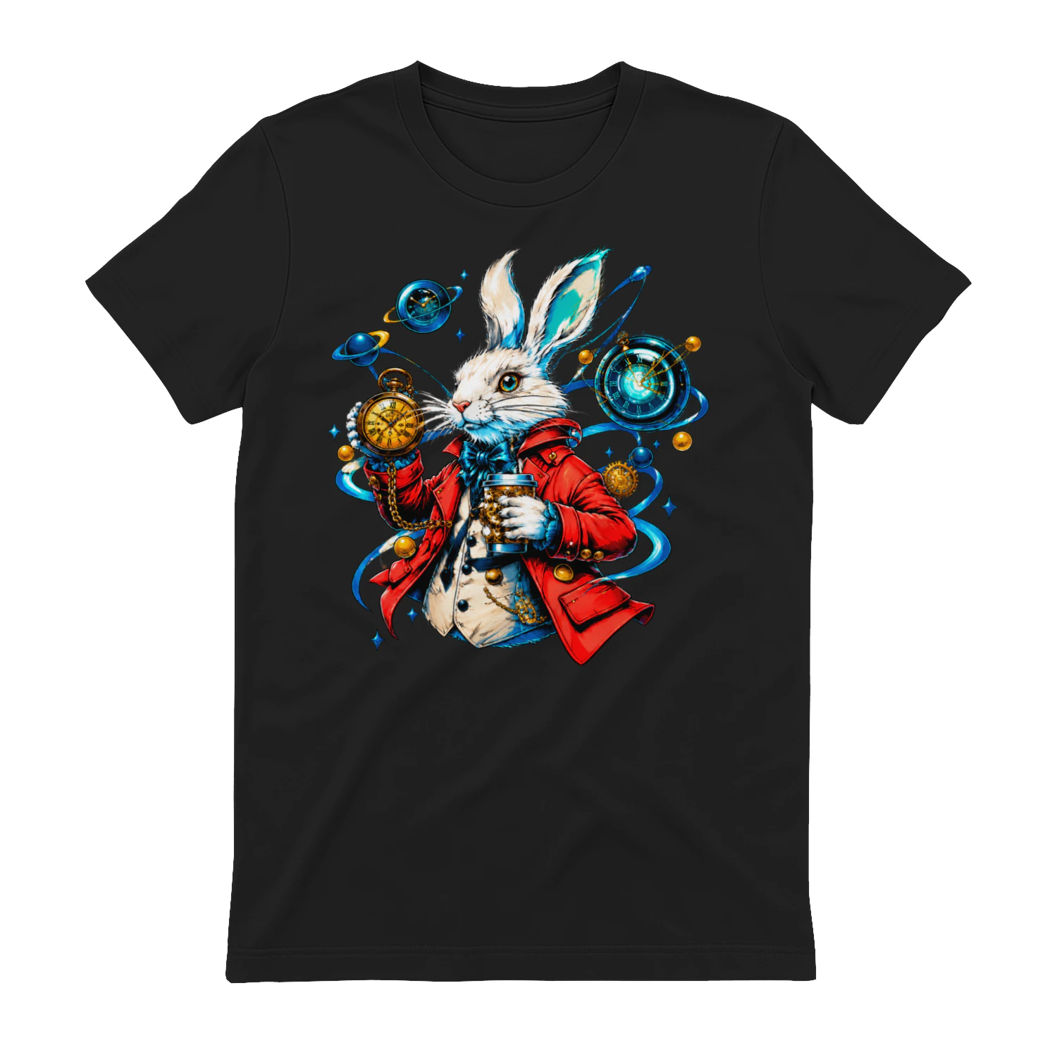 Steampunk White Rabbit PNG, Clockwork Hare Art, Time Traveler Bunny Design for T-Shirts, Sublimation & Print on Demand
