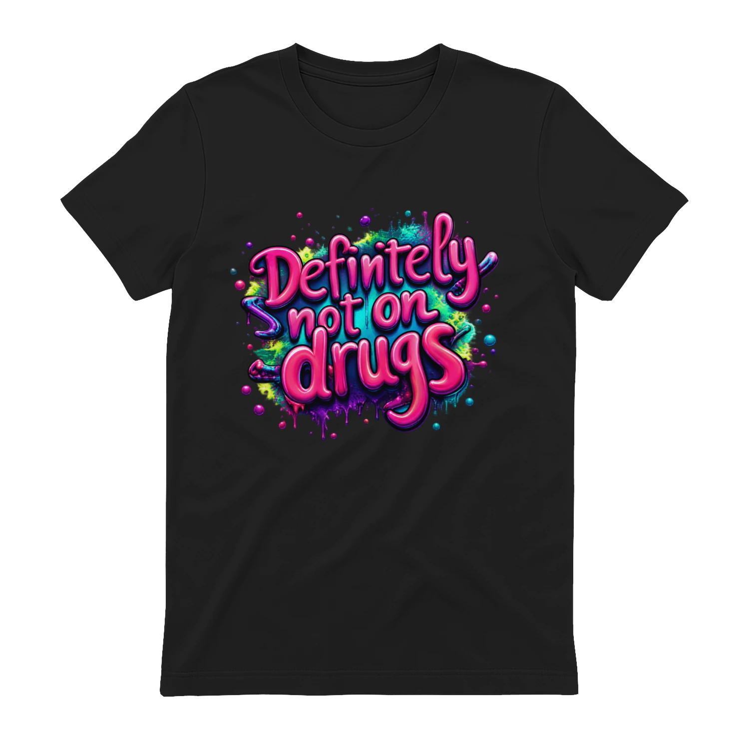 Definitely Not on Drugs PNG, Funny Pink Graffiti Quote, Colorful Dripping Bubble Letters, Edgy Street Art Design