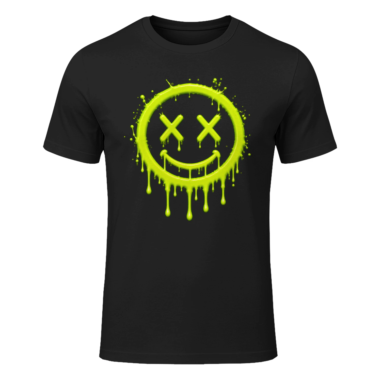 Neon Slime Smiley Face PNG, Dripping Lime Green Graffiti Art, Grunge Punk Streetwear Design for T-Shirts & Sublimation