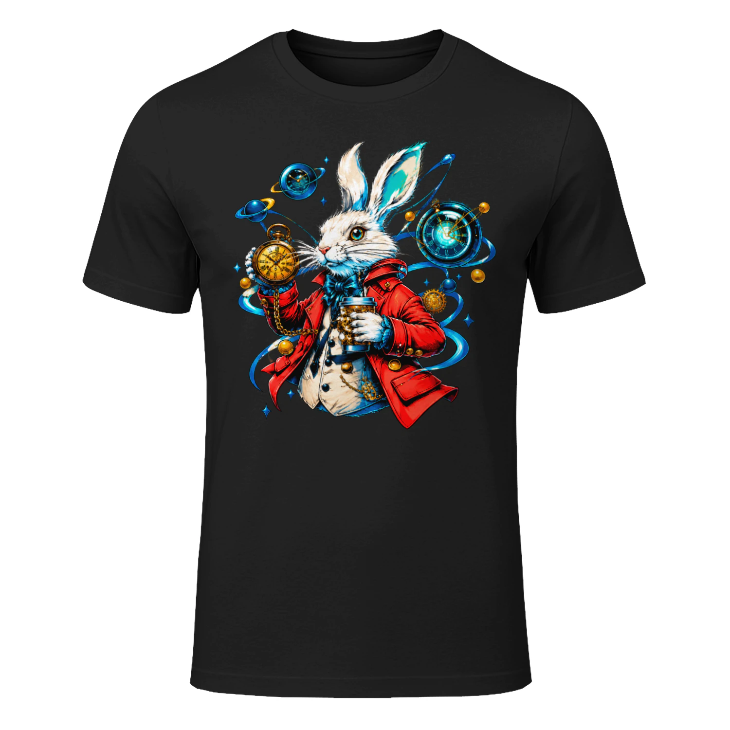 Steampunk White Rabbit PNG, Clockwork Hare Art, Time Traveler Bunny Design for T-Shirts, Sublimation & Print on Demand