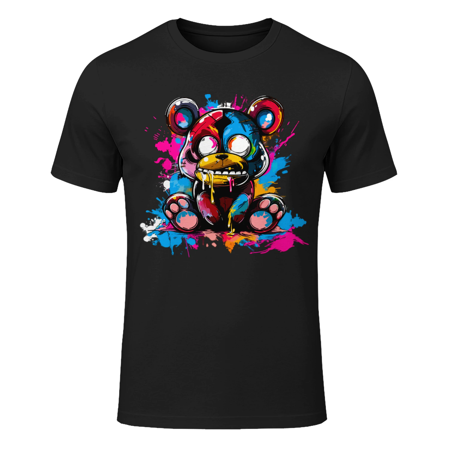 Graffiti Teddy Bear PNG, Neon Creepy Cute Bear Art, Colorful Dripping Paint Streetwear Design for T-Shirts & Sublimation