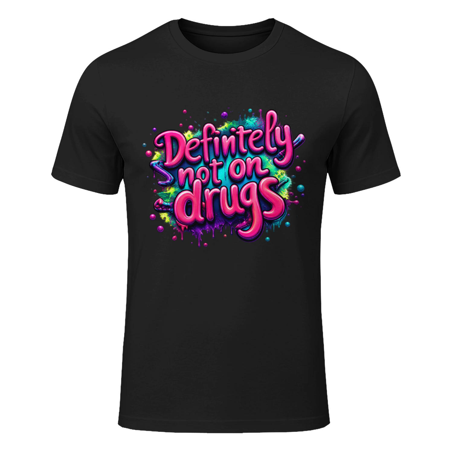 Definitely Not on Drugs PNG, Funny Pink Graffiti Quote, Colorful Dripping Bubble Letters, Edgy Street Art Design