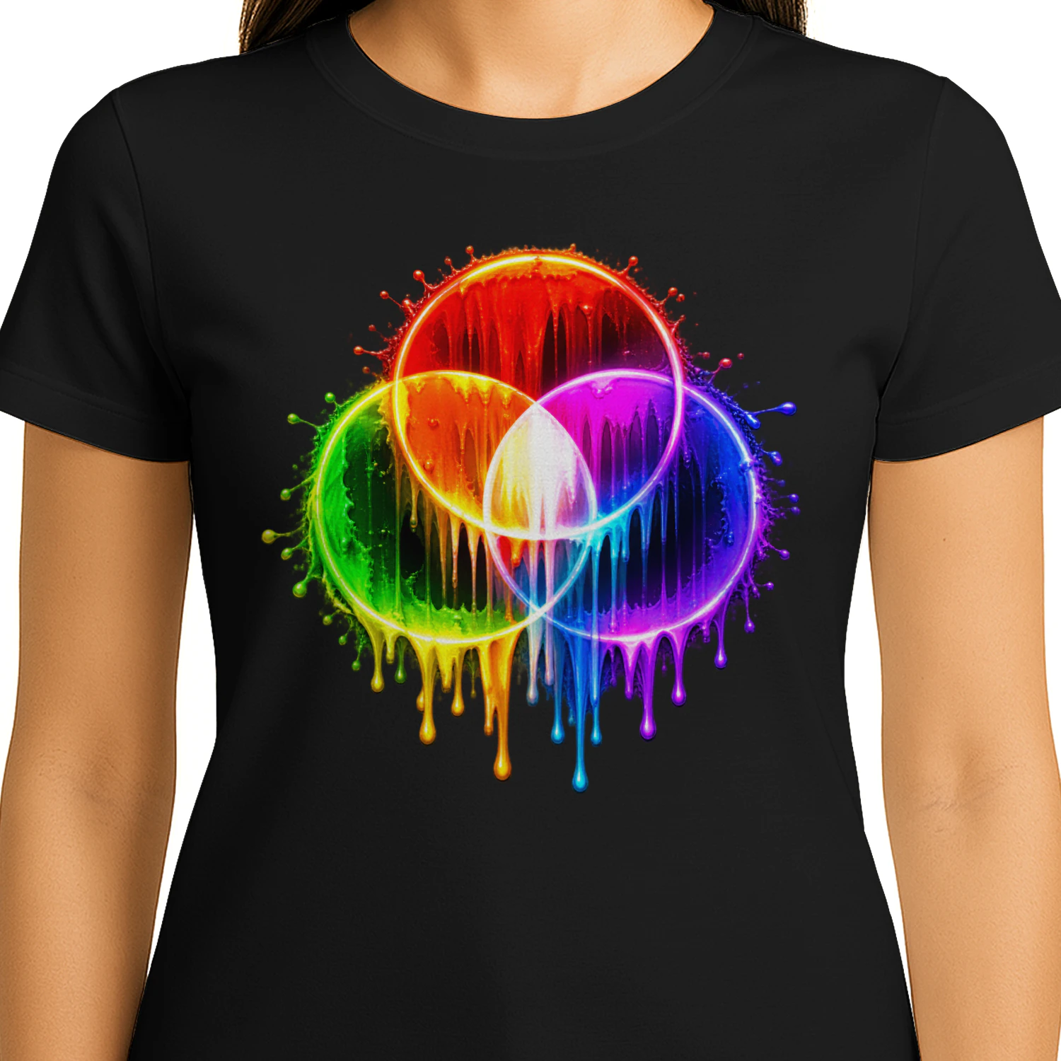 Neon Rainbow Paint Drip Design PNG – Colorful Abstract Art, Psychedelic Streetwear & Sublimation Design for T-Shirts