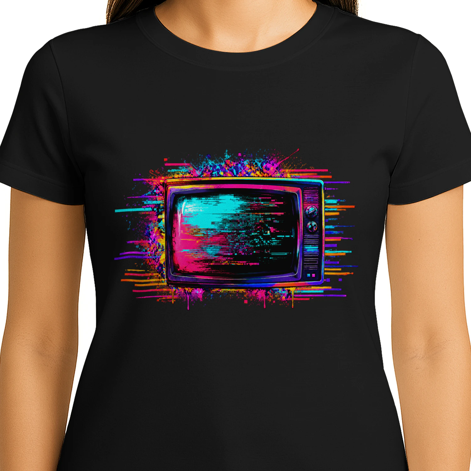 Channel Zero Glitch TV PNG, Neon Retro Television, Cyberpunk Vaporwave Art, Glitchcore Streetwear Graphic