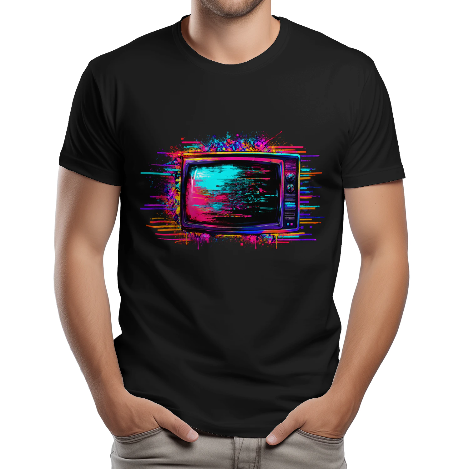 Channel Zero Glitch TV PNG, Neon Retro Television, Cyberpunk Vaporwave Art, Glitchcore Streetwear Graphic