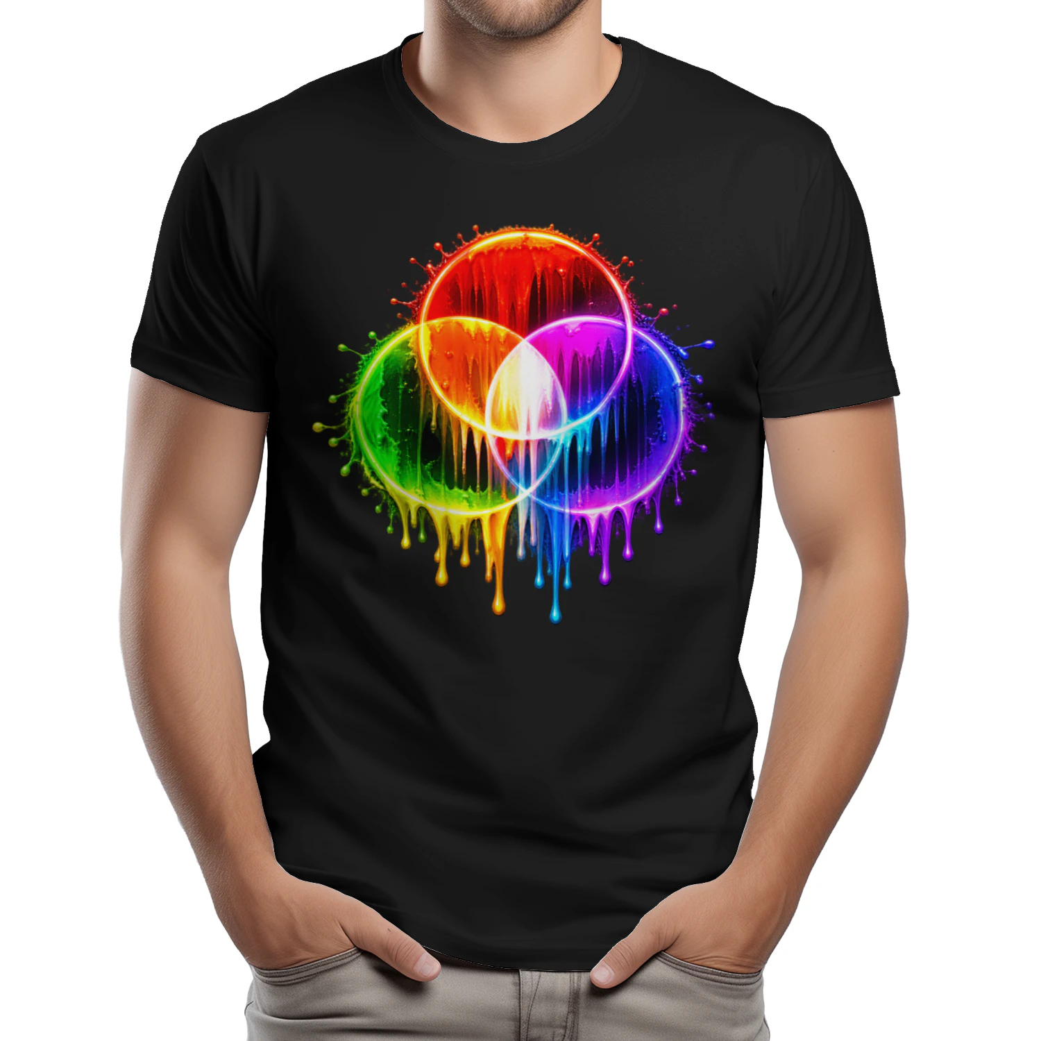 Neon Rainbow Paint Drip Design PNG – Colorful Abstract Art, Psychedelic Streetwear & Sublimation Design for T-Shirts