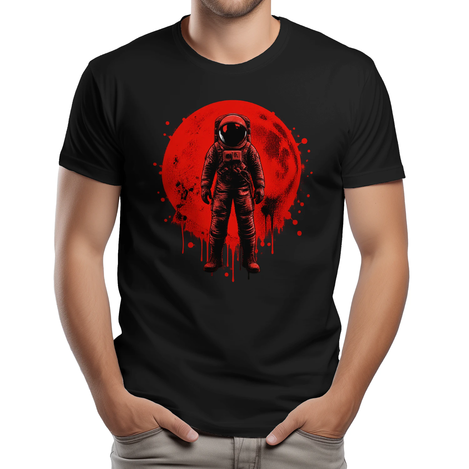 red moon astronaut, blood moon art, astronaut graphic, dark astronaut, crimson moon, space explorer, gothic space art, sci fi streetwear, astronaut t shirt, red moon design, cosmic horror, grunge astronaut, dark space art, black red graphic, moon explorer, dystopian artwork, space gothic, astronaut PNG, apocalyptic art, celestial streetwear, sci fi graphic tee, lunar eclipse art, vintage space art, dark aesthetic, cosmic illustration